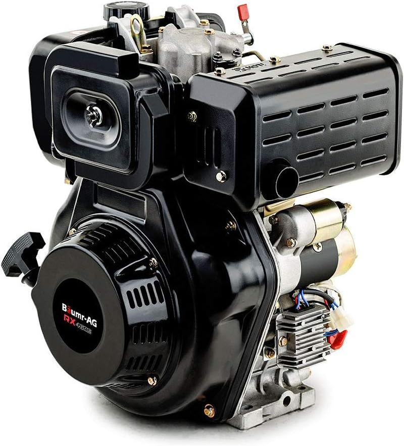 BAUMR-AG 10HP Diesel Stationary Engine Electric Start OHV Replacement Motor 460Cc Displacement 4-Stroke Stationary Engine, Low Oil Shutdown, RX460E