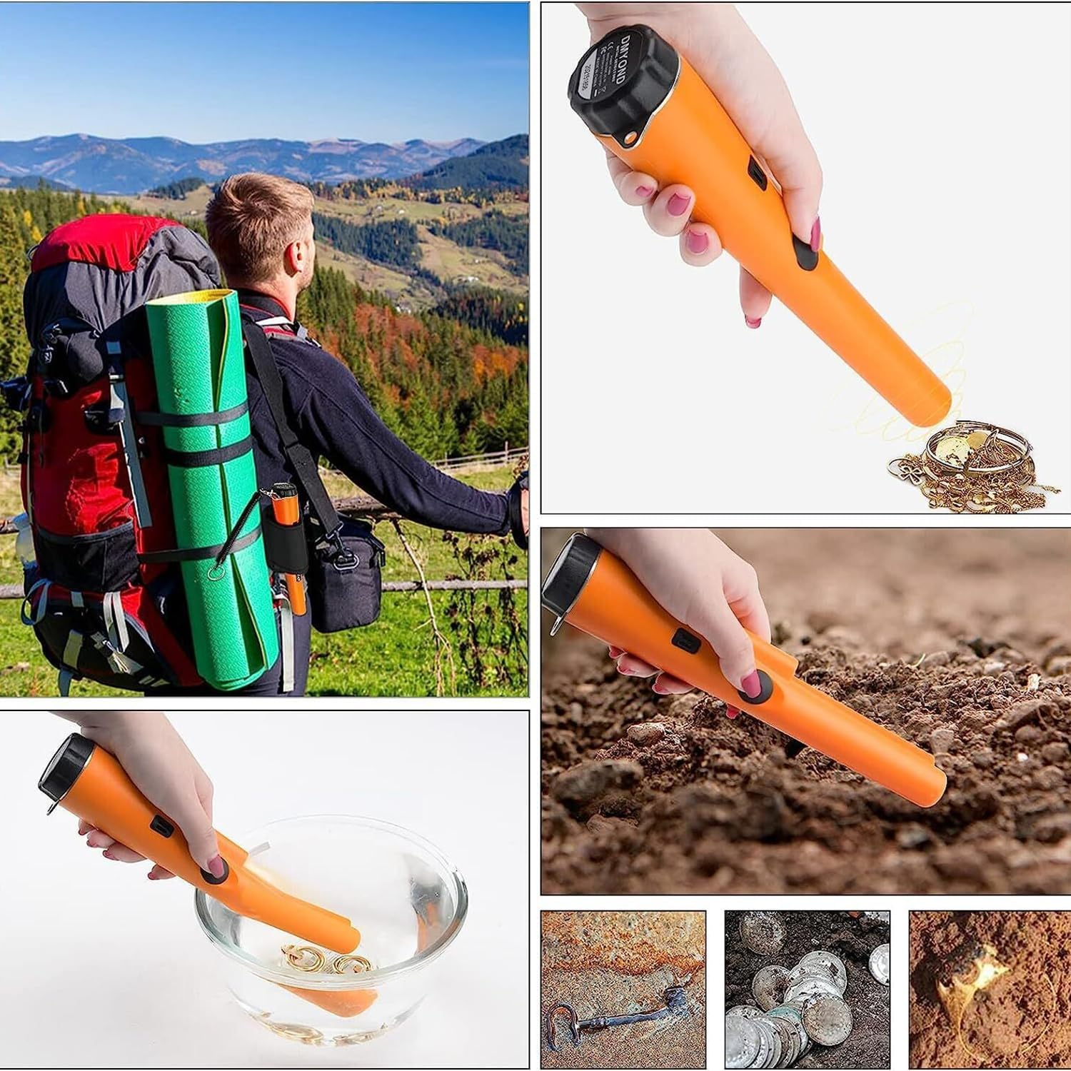 Metal Detector Pinpointer, Professional Waterproof Handheld Pin Pointer Wand, Search Treasure Pinpointing Finder Probe with 9V Battery for Adults, Kids image number 3