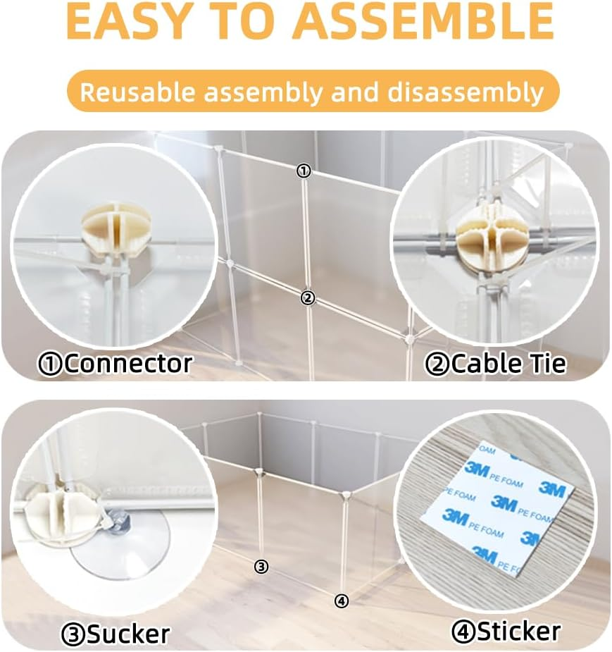 Ricjurzzty Small Animal Cage,Portable Polypropylene(Pp) Resin Outdoor & Indoor Pet House Fence with Tray Exercise Place for Kitty,Puppy,Rabbits,Guinea Pig and Small Animals (Black, 1 Door) image number 2