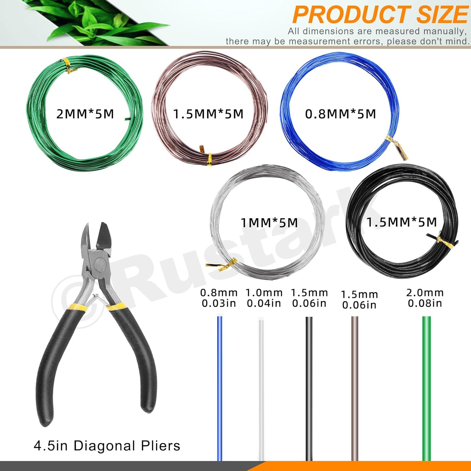 6Pcs 5 Colors Bonsai Training Wire with Wire Cutter Kit, Anodized Aluminum Bonsai Wire Tools for Holding Bonsai Plant Branches Small Trunks - 82 Feet 0.8MM 1.0MM 1.5MM 2.0MM 3.0MM image number 3