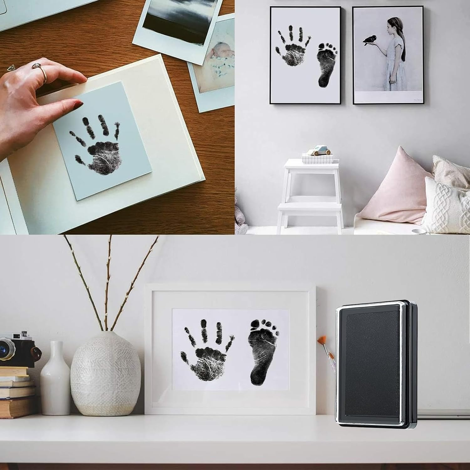 Baby Footprint Ink Pad | Ink Pad for Baby Prints,Safe Clean Touch Handprint Tool for Newborns Babies Kids Craft Pet Feet Stamp