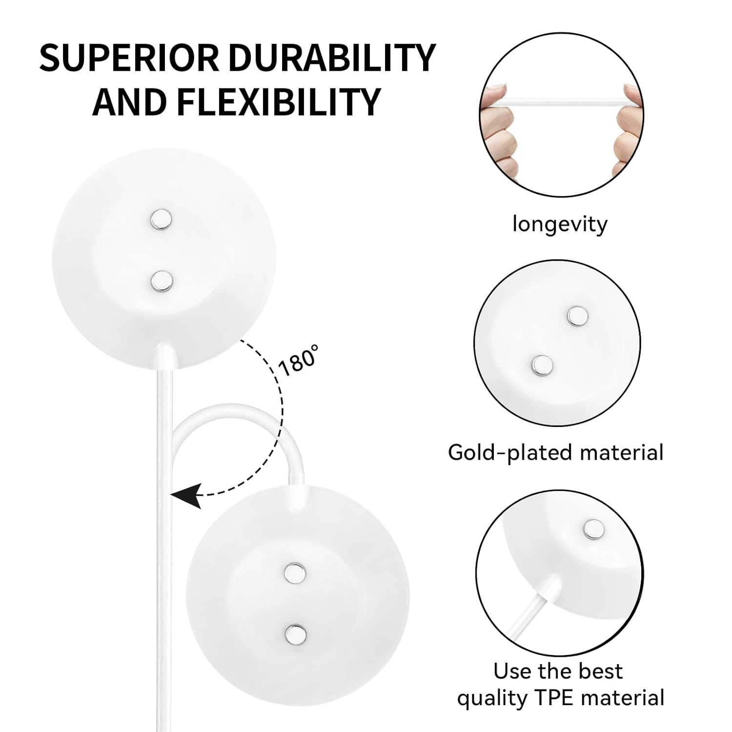 Ninehorse 2PACKS for Rose Toy Charging Cable 3.3Ft USB Charger Standing Magnetic Adapter Cord Cable for Rose Replacement Charging Dock Station (White*2) image number 3