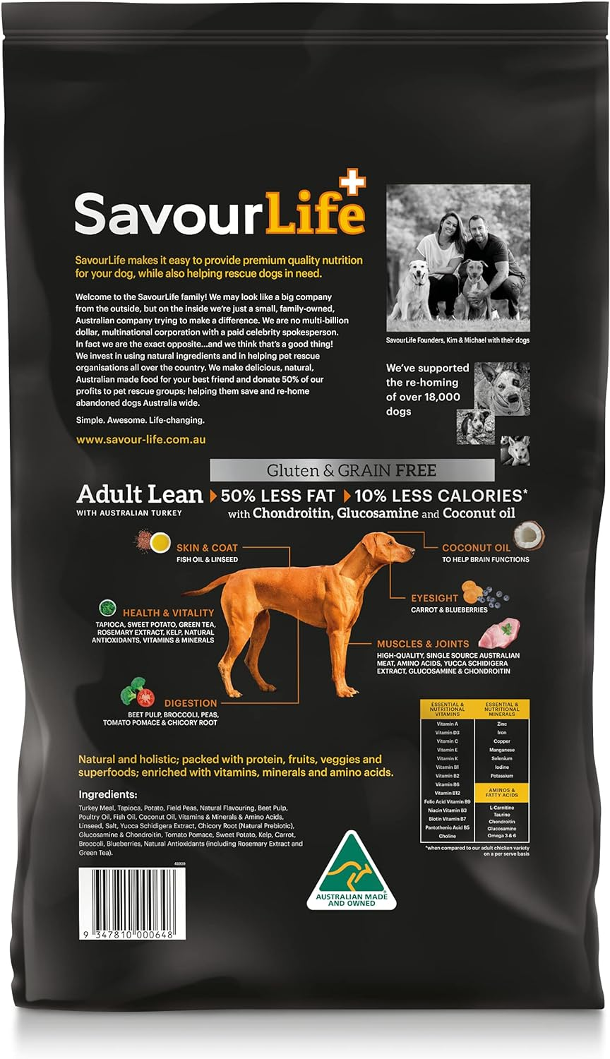 Savourlife Grain Free, Adult Lean Dog Food, Australian Turkey, 10Kg image number 6