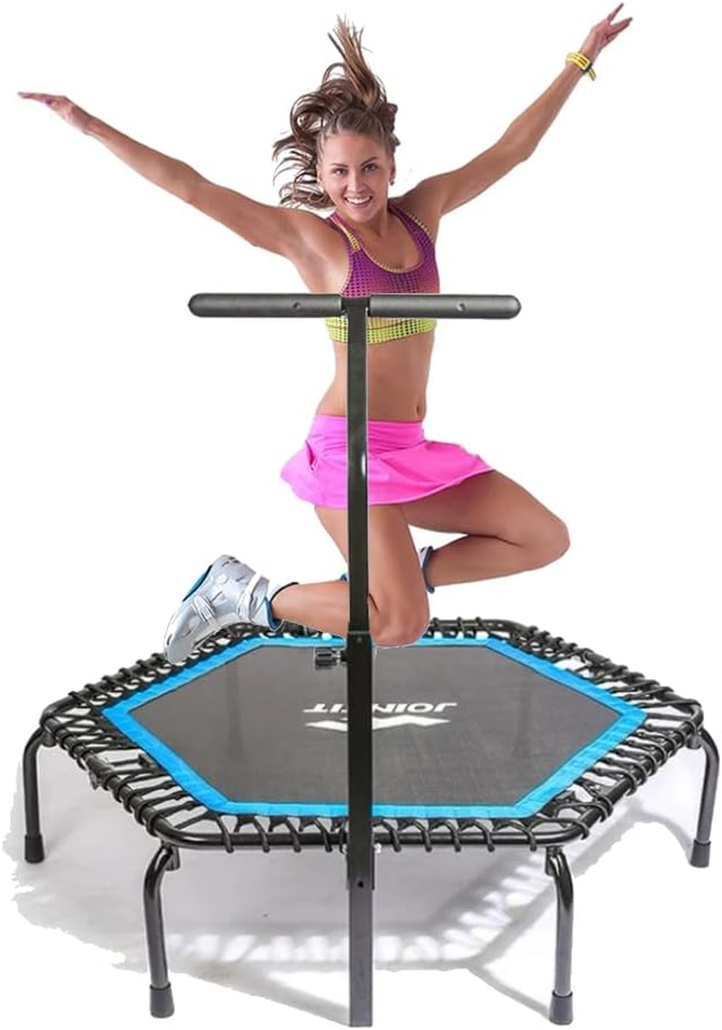 50" Rebounder Mini Trampoline Australia, Fitness Trampolines, 330 LBS Foldable T Shape Adjustable Foam Handle, Stable & Quiet, Mini Exercise Rebounder for Kids Adults Indoor Outdoor Jumping Cardio image number 3