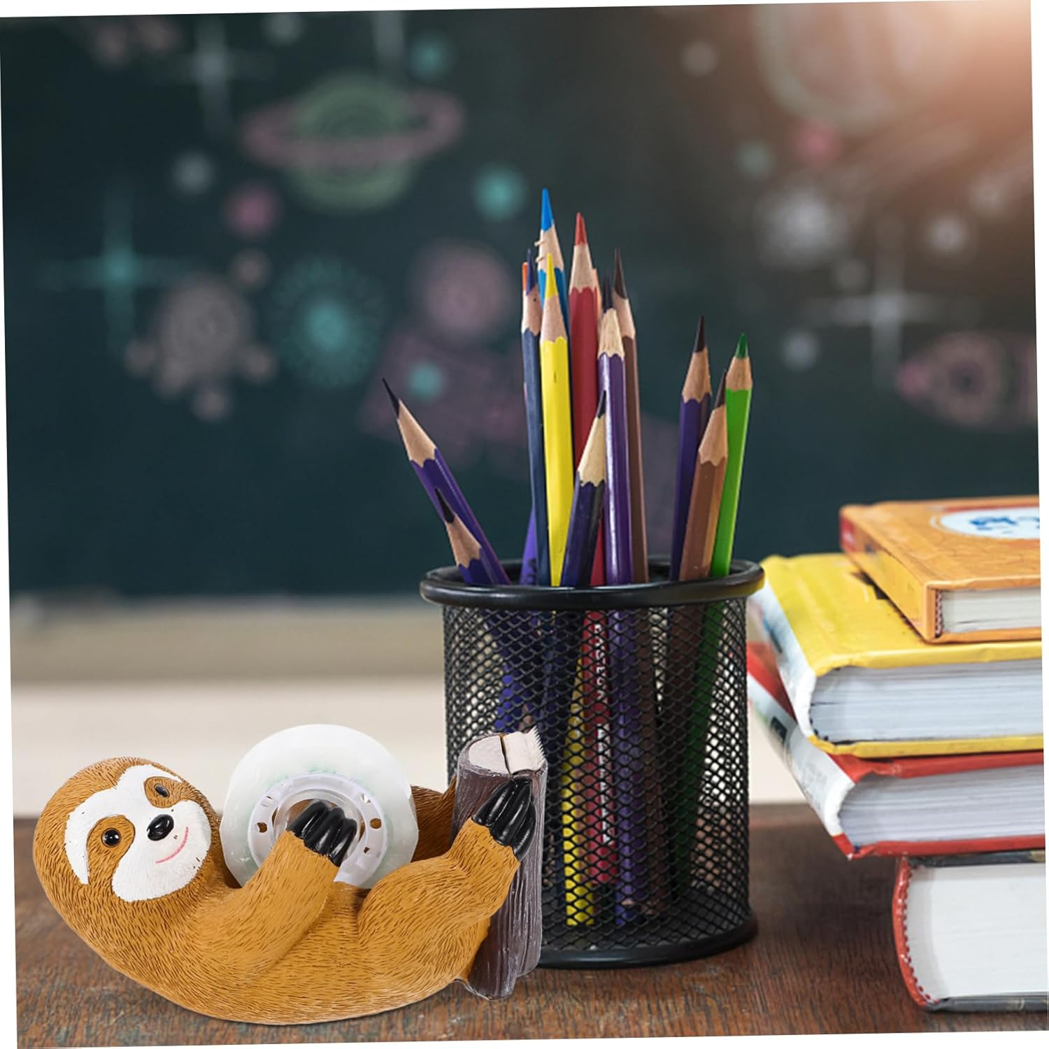 DIYEAH Cute Sloth Tape Dispenser Creative Resin Tape Holder for Desk Convenient and Compact Design Office Accessory for Fun Environment image number 4