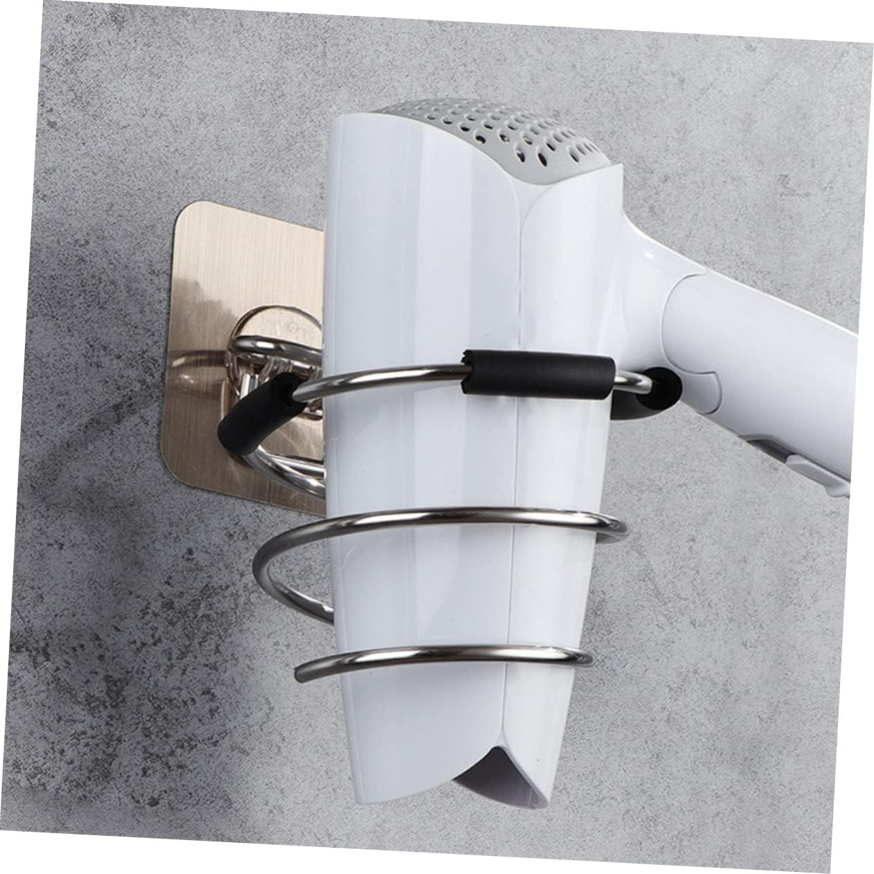 ERINGOGO No-Drilling Stainless Steel Hairdryer Rack Holder Wall-Mounted Hair Dryer Stand Space-Saving Washbasin Rack image number 3