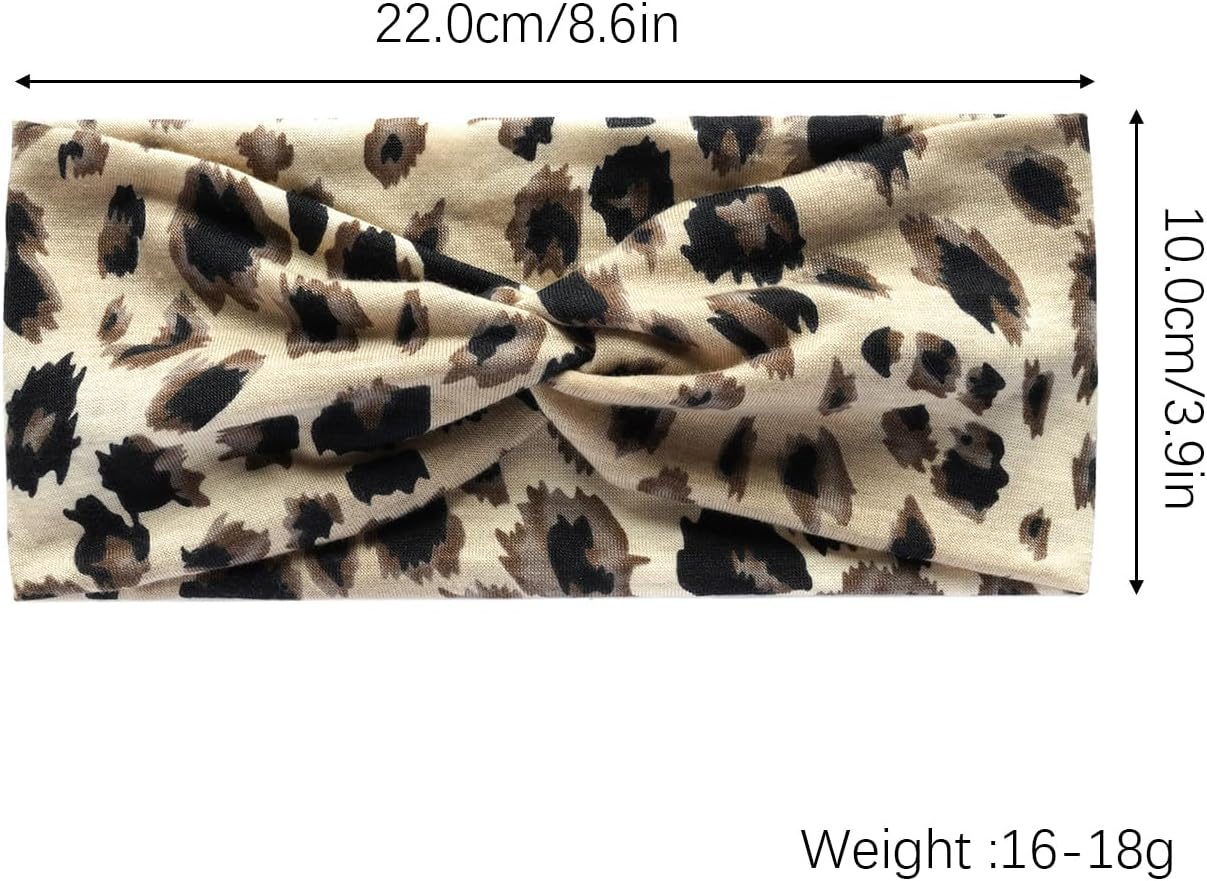 SSKHE 6PCS Headbands for Women, Wide Ladies Headband Boho, Stretchy Headbands, Print Leopard Bandanas, Fashion Knotted Hairbands, Cute Hair Bands for Women Girls Cleaning Face Makeup Yoga