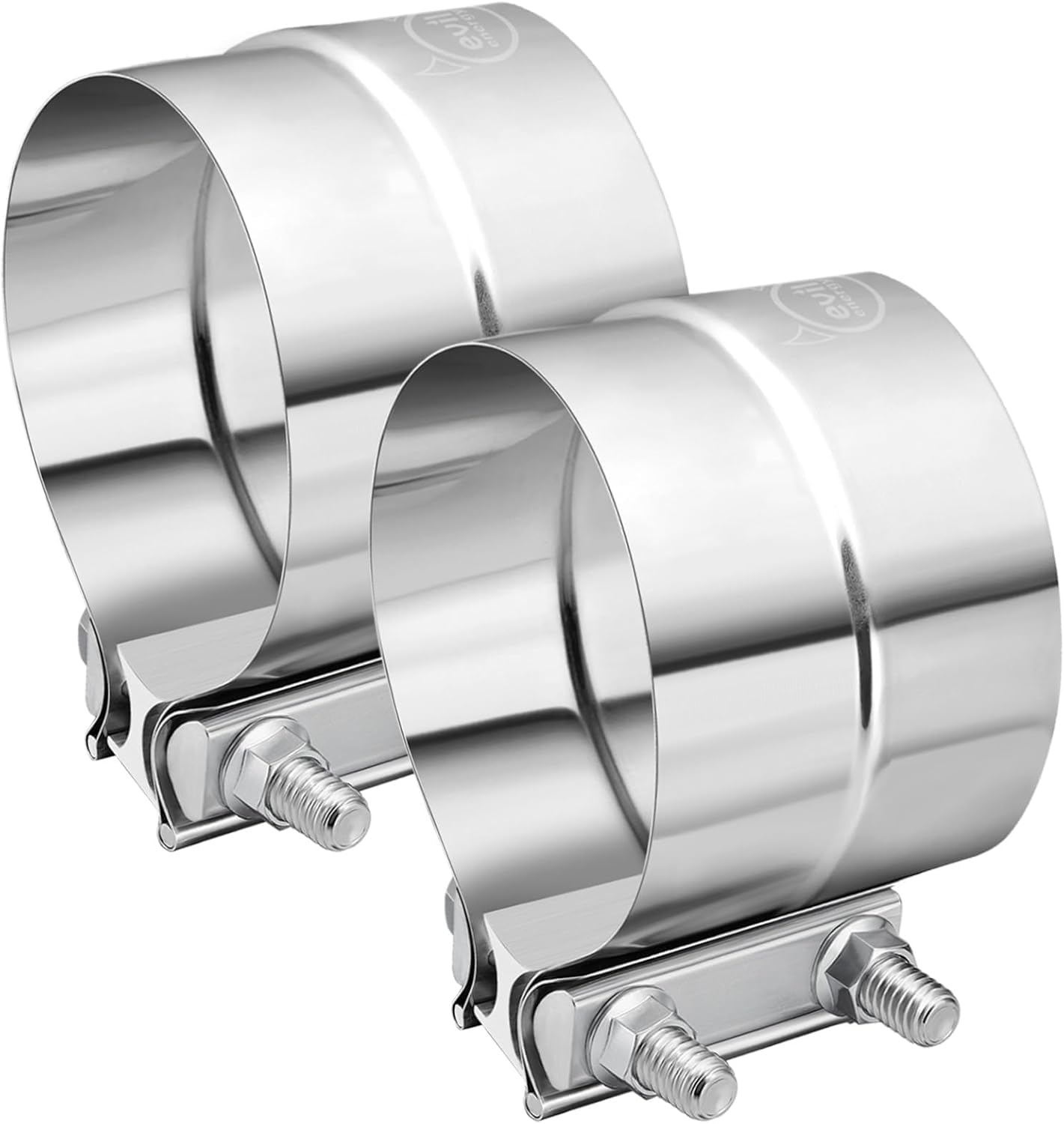 EVIL ENERGY 2.25Inch 2 1/4 Lap Joint Exhaust Band Clamp Exhaust Repair Preformed 304 Stainless Steel 2Pcs