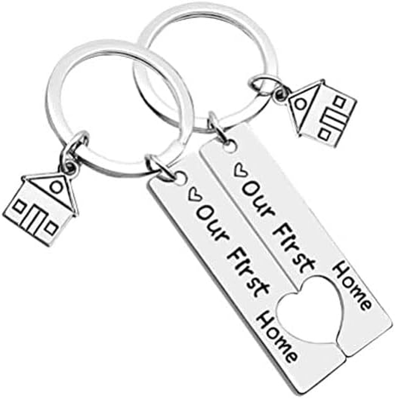AIMALL Our First Home' Matching Keychain Set &ndash; Stainless Steel House Key Holder for Couples, Perfect for New Homeowners image number 4