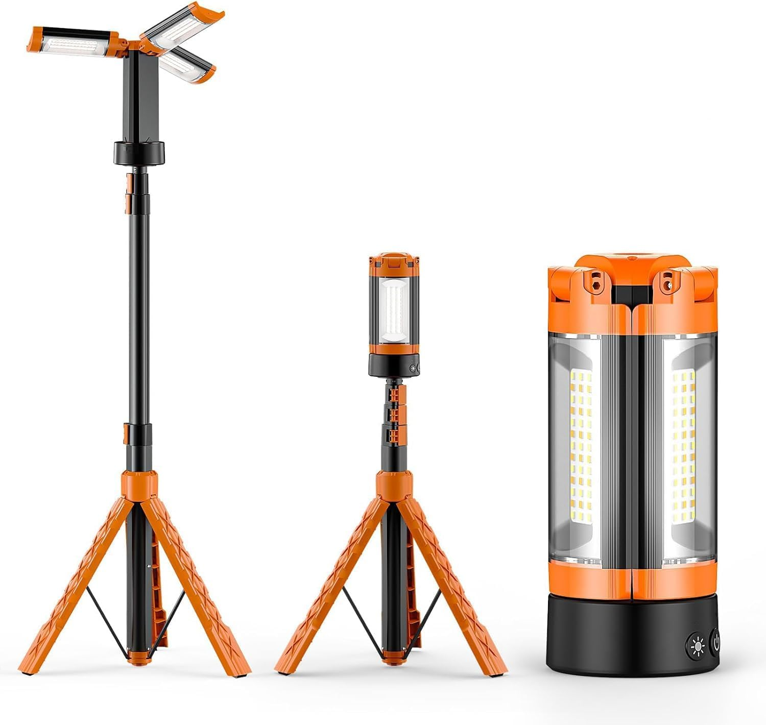 Rechargeable 10000Mah Camping Light with Stand 6.5 Ft Max Height, Cordless Work Light+3 LED Lamp Heads,With SOS Light, 2200 Lumens Dimmable Magnetic Emergency Flashlight with Detachable Tripod, image number 6