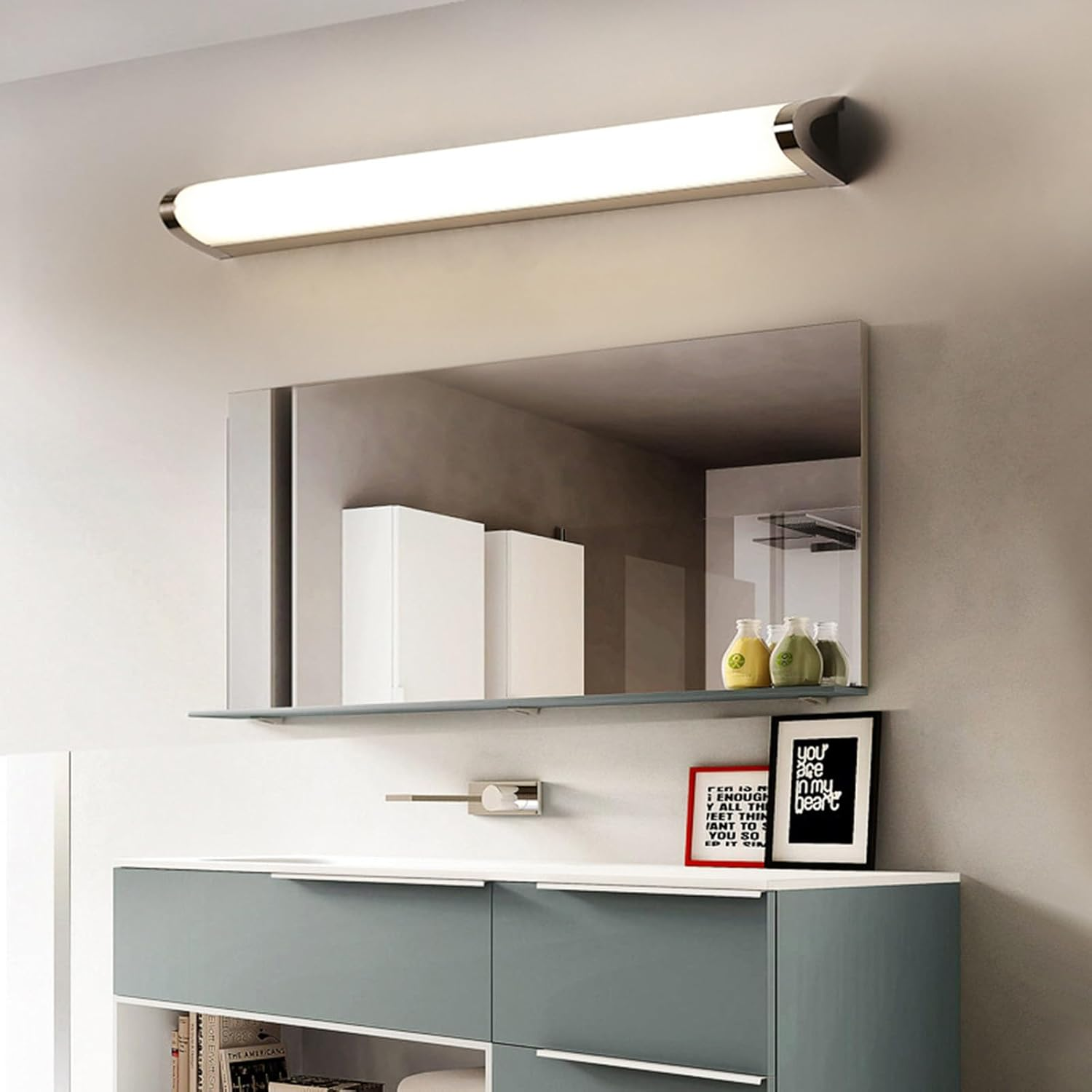 LED Bathroom Wall Light above Mirror Wall Lamp Waterproof IP44 Sconce Wide Lighting Range Silver Bathroom Hotel Toilet Shower Room 3000K/4500K/6500K (Warm Light,60Cm) XXZ