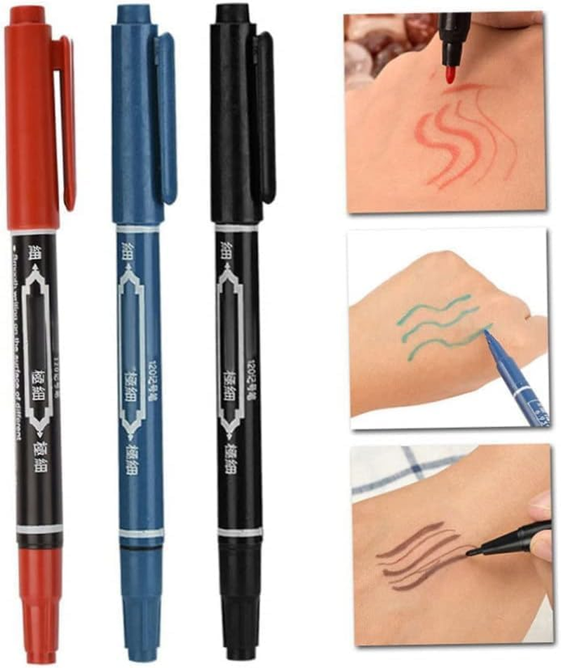 Tattoo Marker Pen Waterproof Skin Marking Pencil Fine Point Body Ink Pen Black 3PCS Temporary Tattoos image number 6