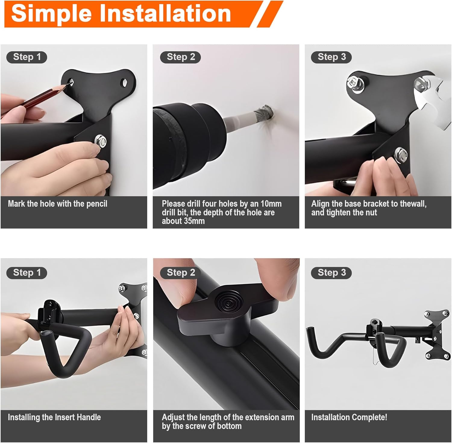 Bike Hanger Wall Mount, 2 Pack Heavy Duty Horizontal Wall Mount Bicycle Storage Garage Adjustable Bicycle Hooks for Mountain Hybrid Road Bikes image number 1