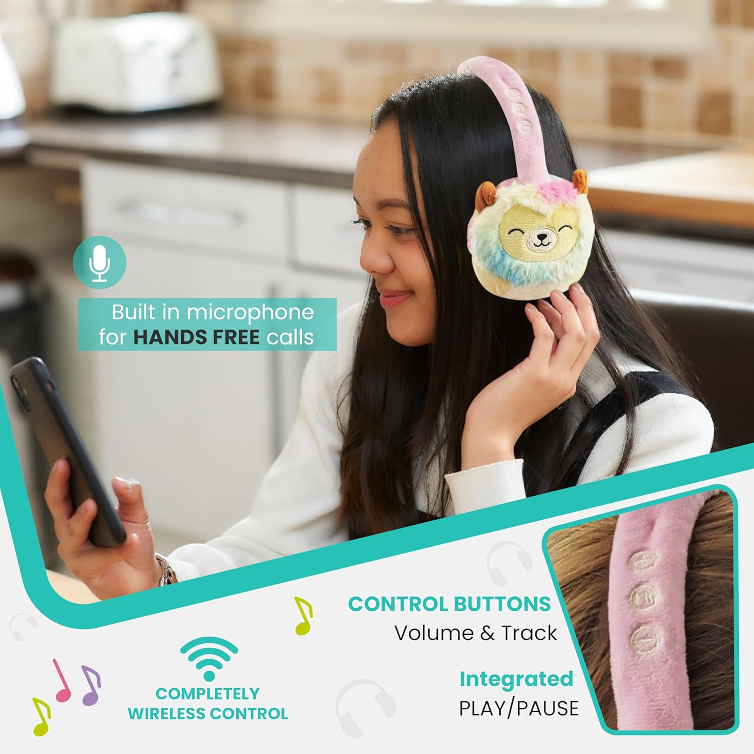 Squishmallows Plush Bluetooth Headphone - Leonard