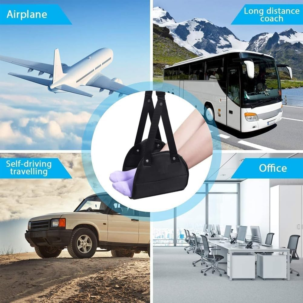 Airplane Footrest,Suithink Airplane Travel Accessories Portable Adjustable Foot Hammock for Plane Travel image number 3