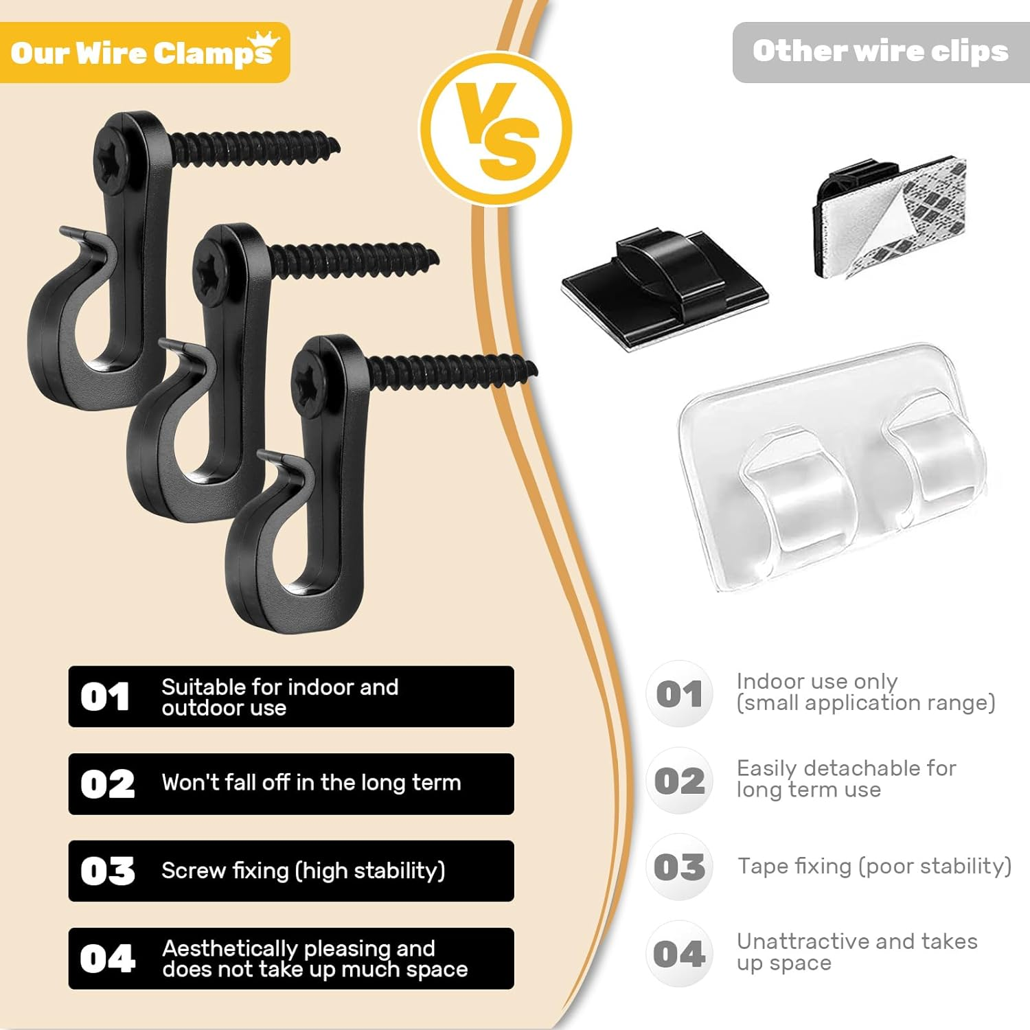 30Pcs String Light Hooks Durable Anti-Rust Waterproof Light Hooks for Hanging Fairy Lights Hanging Plants Wind Chime Basket Securely Buckle Design Indoor Outdoor Use (30, Black) image number 4