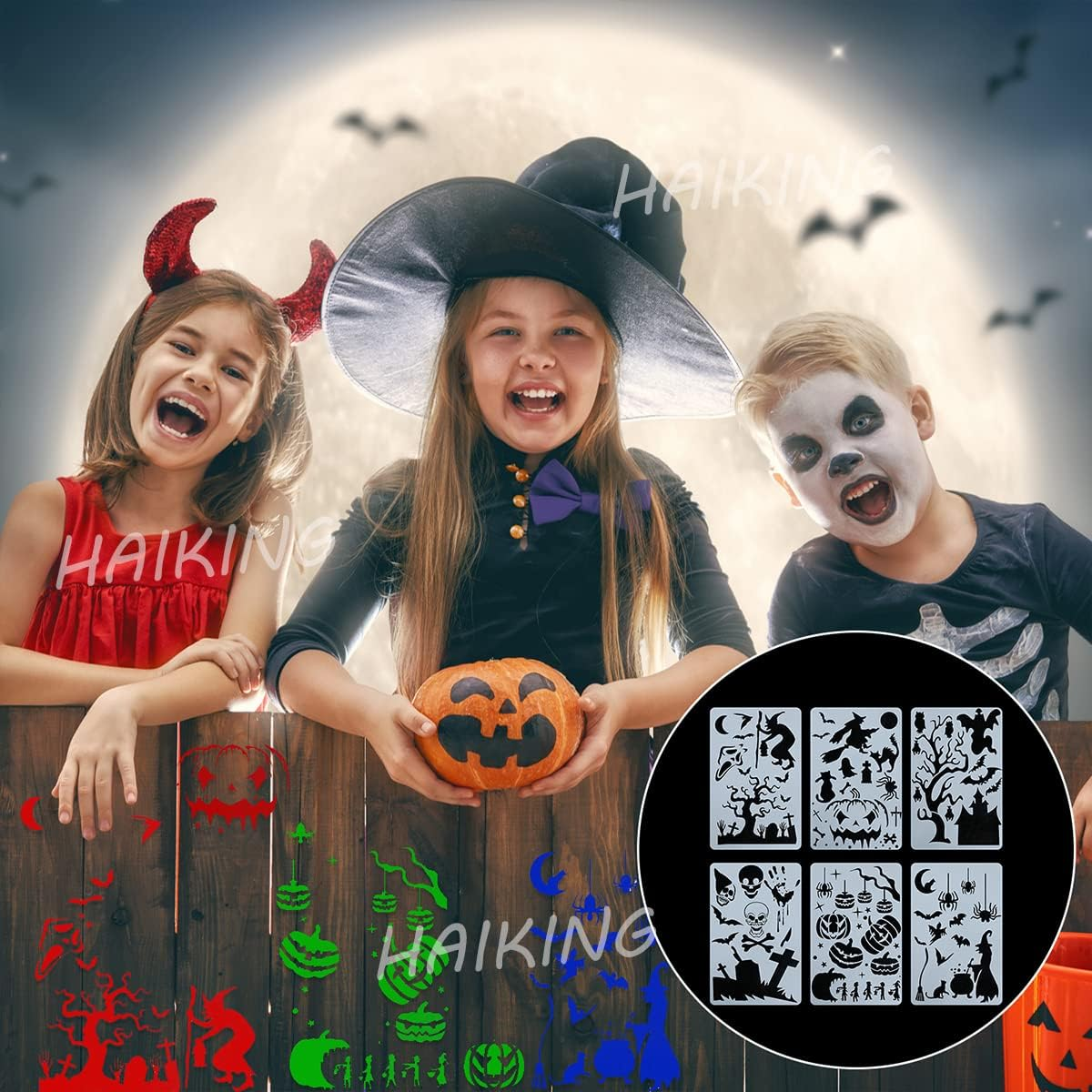Halloween Stencils, 6 Pcs Reusable Halloween Drawing Stencils for DIY Crafts, Scrabooking, Home Decor, Halloween Decoration (10.2 * 6.7In) image number 3