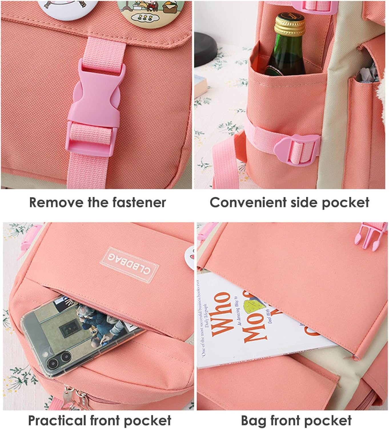 Derwrtup Teens Laptop Backpack, Set of 4 Cute Backpack Schoolbag Set with Handbag, Pencil Case, Sling Bag, Travel Use Carrying Pack Bookbag for Girls, Boys image number 2