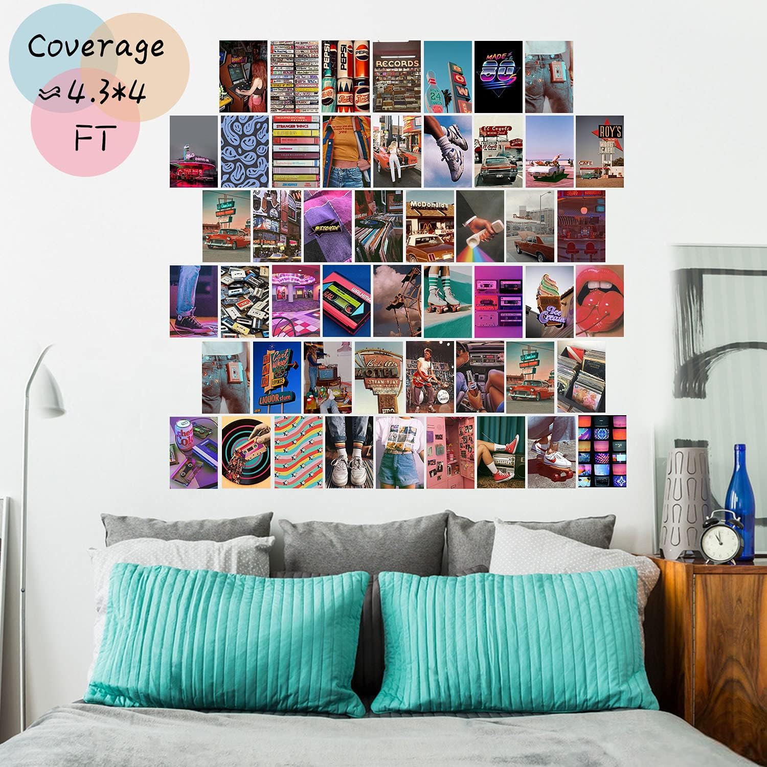 GROBRO7 50 Retro Aesthetic Picture 80S Wall Collage Colorful Collage Set Retro Girls Room Decor Wall Art Prints for Room VSCO Photo Display image number 2