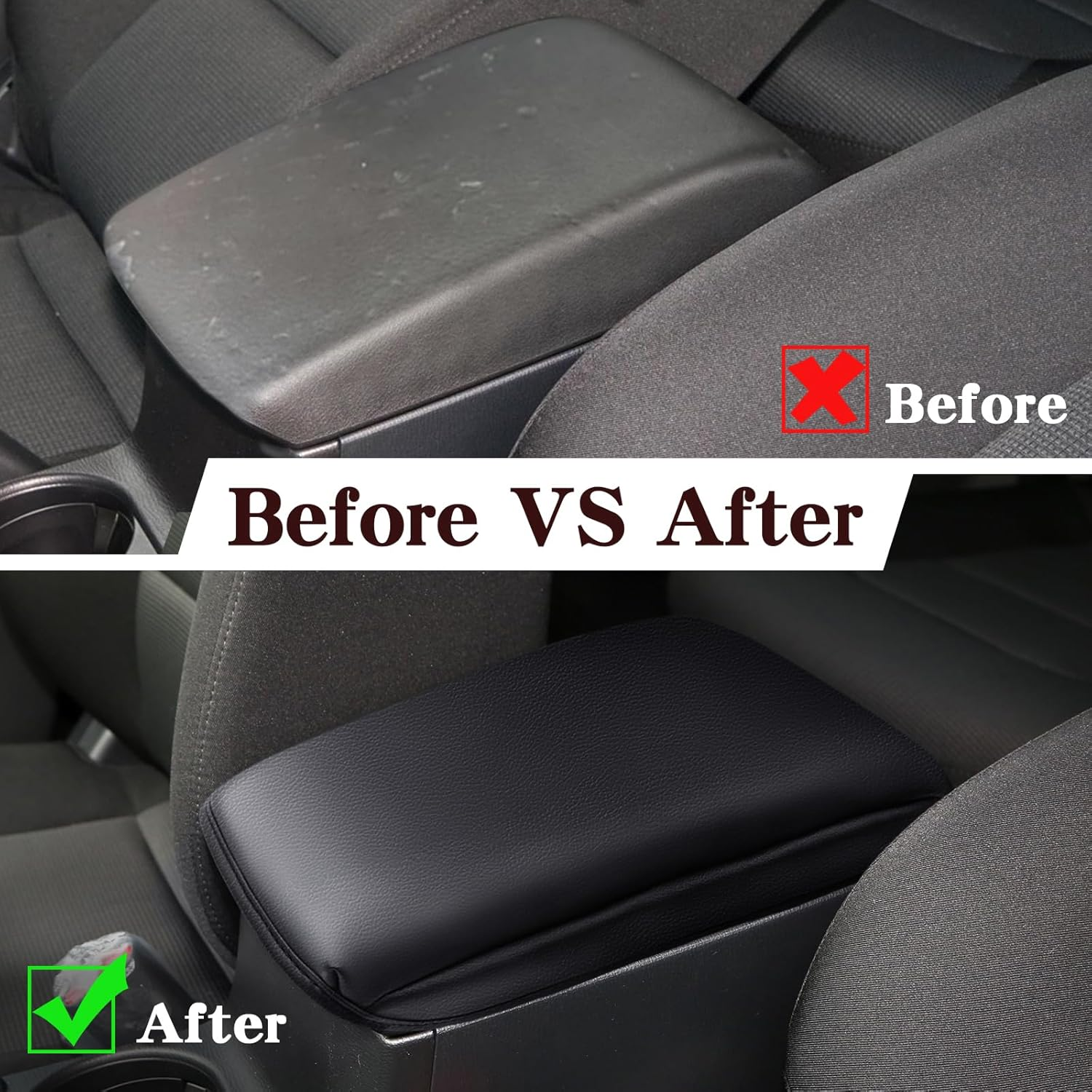 Auprite Center Console Cover for Mazda CX5 2018-2023 2024, Auto Center Console Cover Pad PU Leather Car Armrest Seat Box Cover Protector for Mazda CX5 Accessories (Black with Cushion Flat) - Black With Black Stitches image number 2