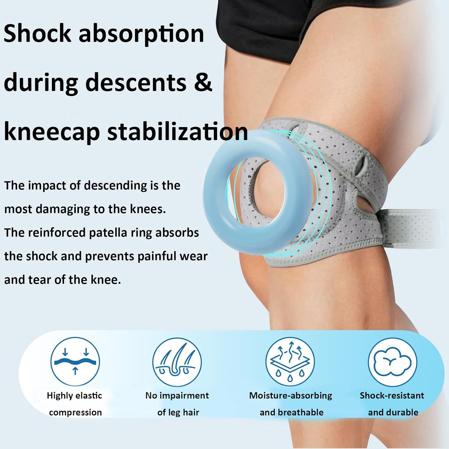 2 Pack Knee Brace for Meniscus Tear & Arthritis - Adjustable Compression Support with Open Patella Stabilizer | Knee Stabilizer Brace for Sports, Running, Injury Recovery (Men/Women) image number 4