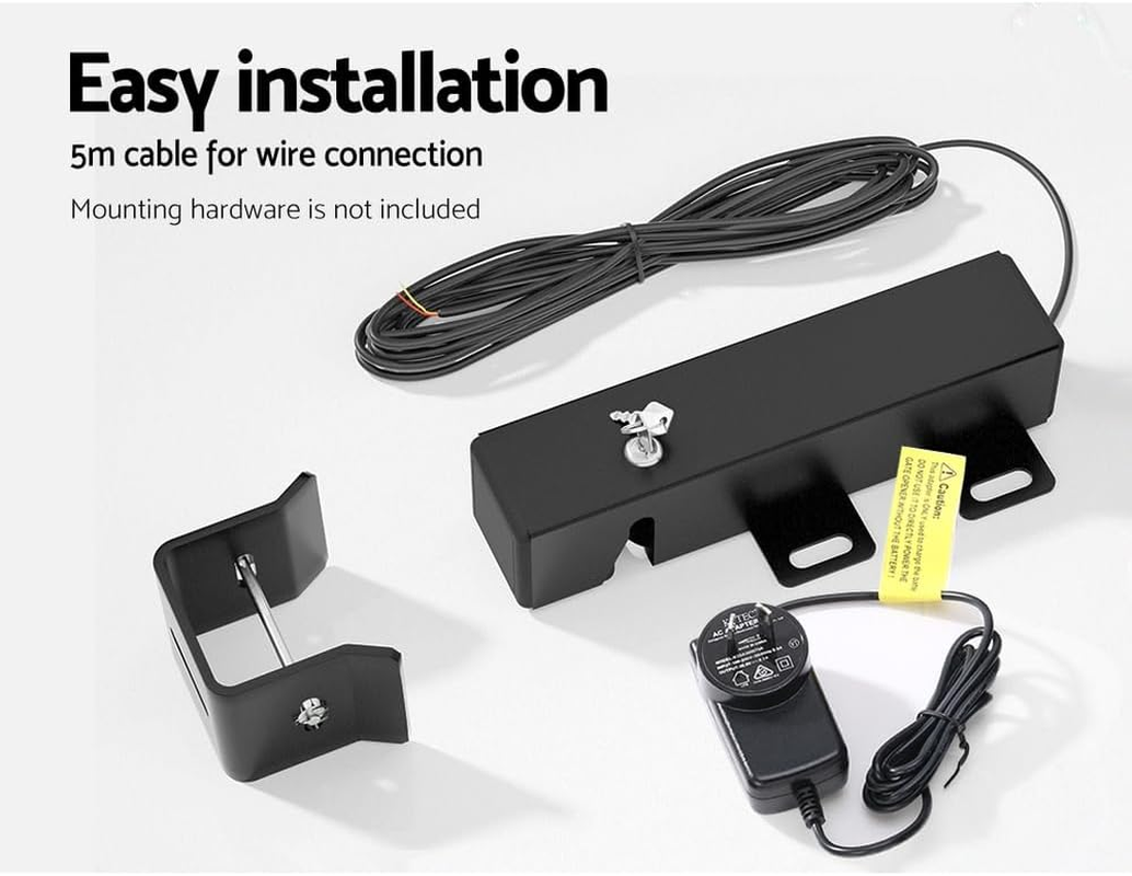 Automatic Electric Gate Lock, Home Office Bedroom Garden Security Accessories for DC 24V Swing Gate Opener, with Locks Receiver, 2 Keys, 5M Cable