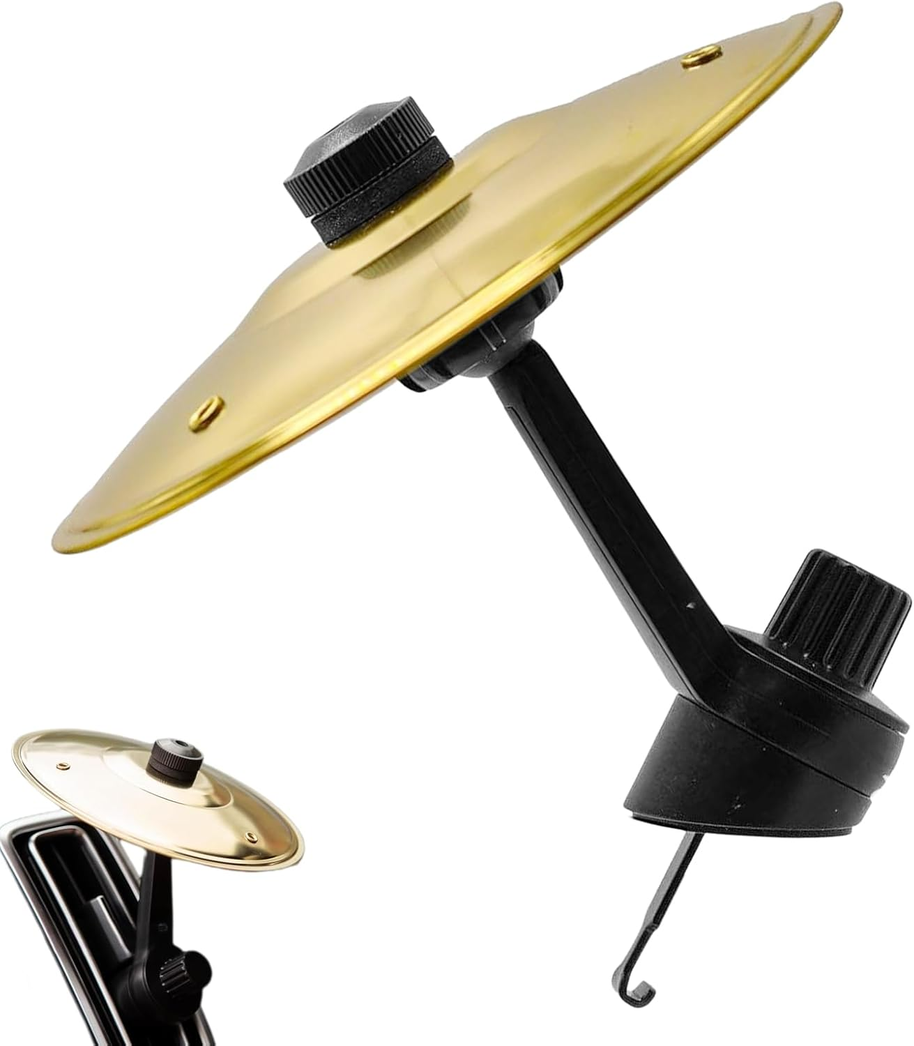 Car Drum Air Vent Percussion Instrument Drum Crash for Car Ventilation Iron Automotive Decor, Compact Musical Instruments Vehicle Accessories for Music Lovers - Gold image number 6