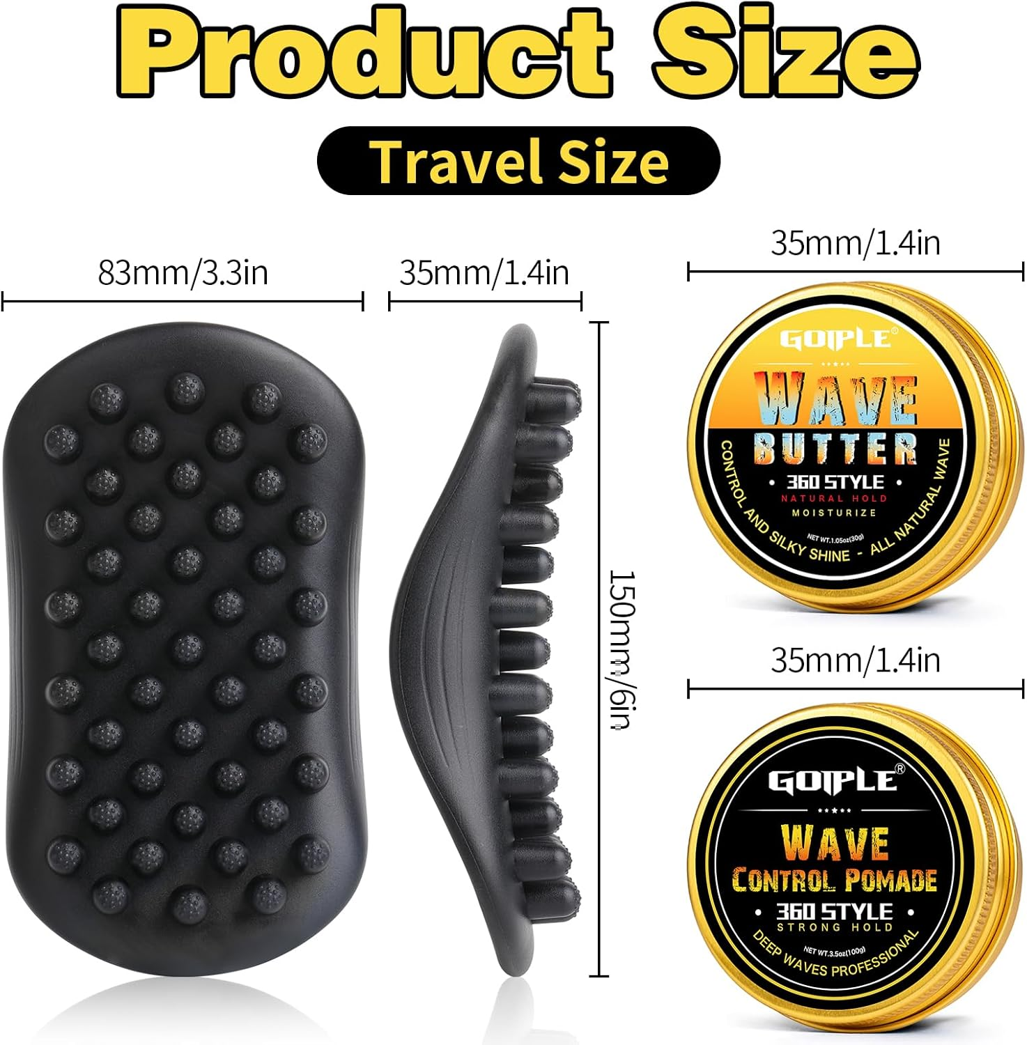 Wave Pomade Hair Twist Sponge Brush Twist Styler Brush for Black Men, Washable Afro Curl Sponge Racket for Barbers & Daily Use, Ideal for Curly Hair, Rubber Large Tooth Brush Hair Pomade Styling Set image number 6