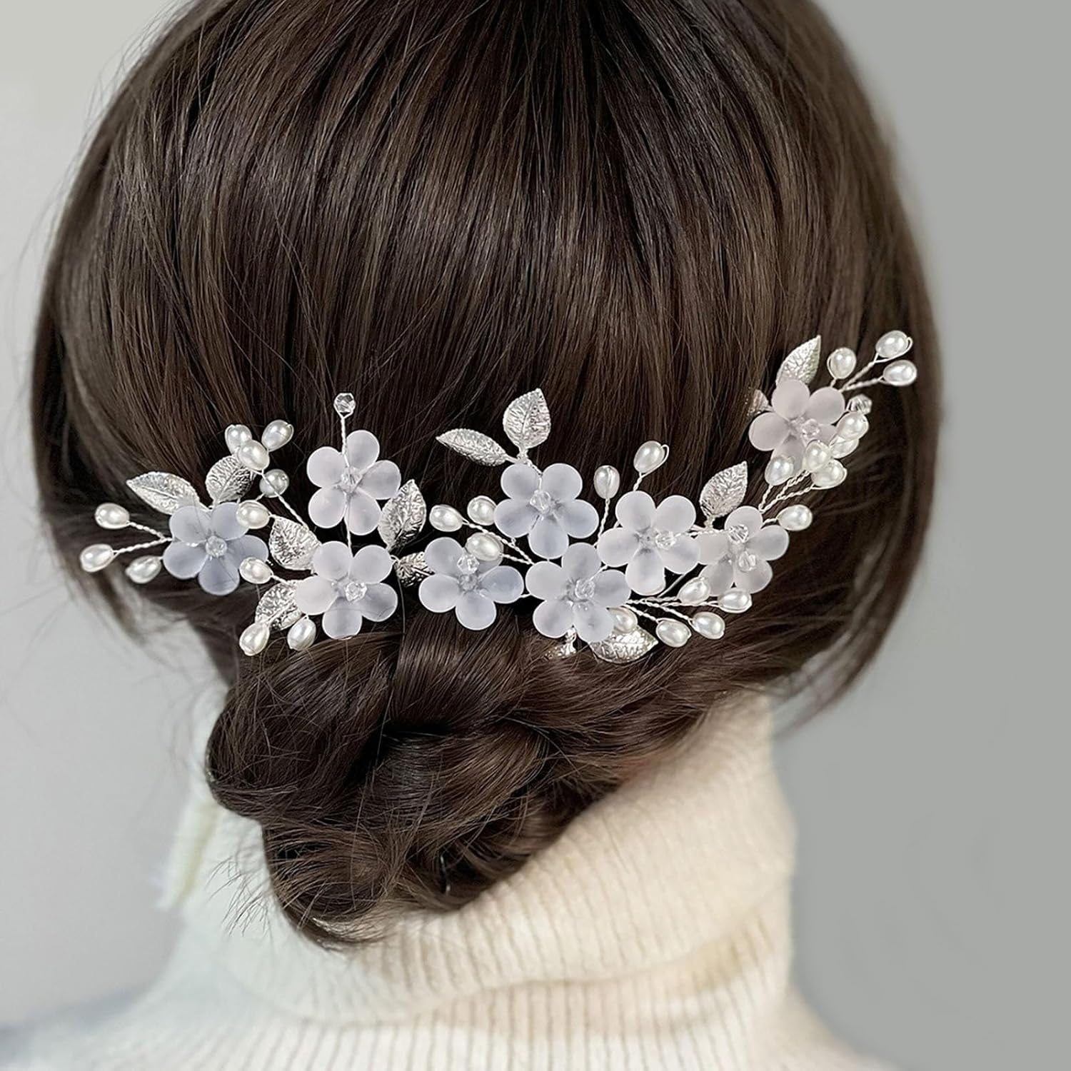 5Pcs Bride Wedding Hair Clips Wedding Flower Hair Pins Bride Hair Accessories for Women Girls Brides Bridesmaids（10 * 8Cm/3.9 * 3.1In) image number 1