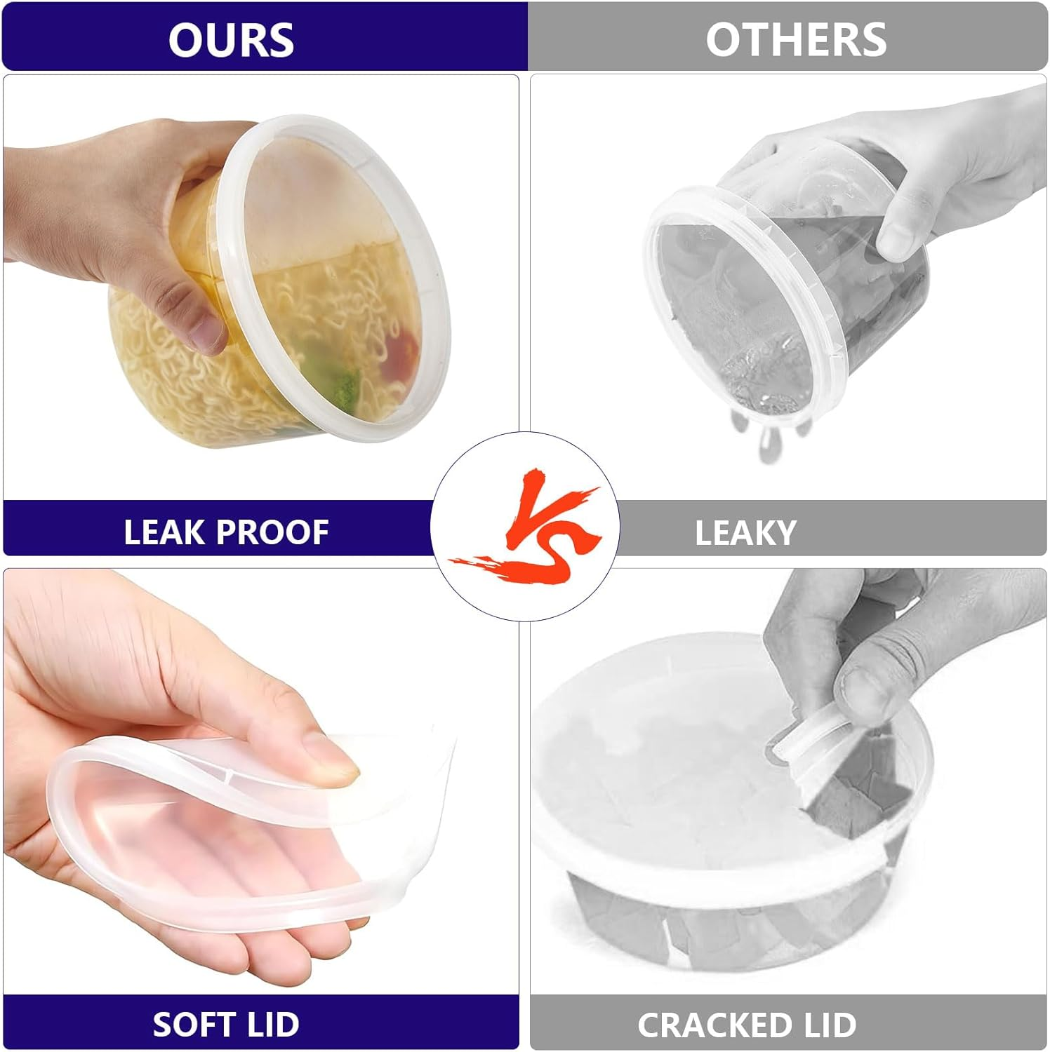 60-Set Deli Containers with Airtight Lids [20Sets-8Oz, 20Sets-16Oz, 20Sets-32Oz] - Bpa-Free, Leakproof, Microwave, Dishwasher & Freezer Safe - Good for Meal Prep, Portion Control, and Food Storage image number 2