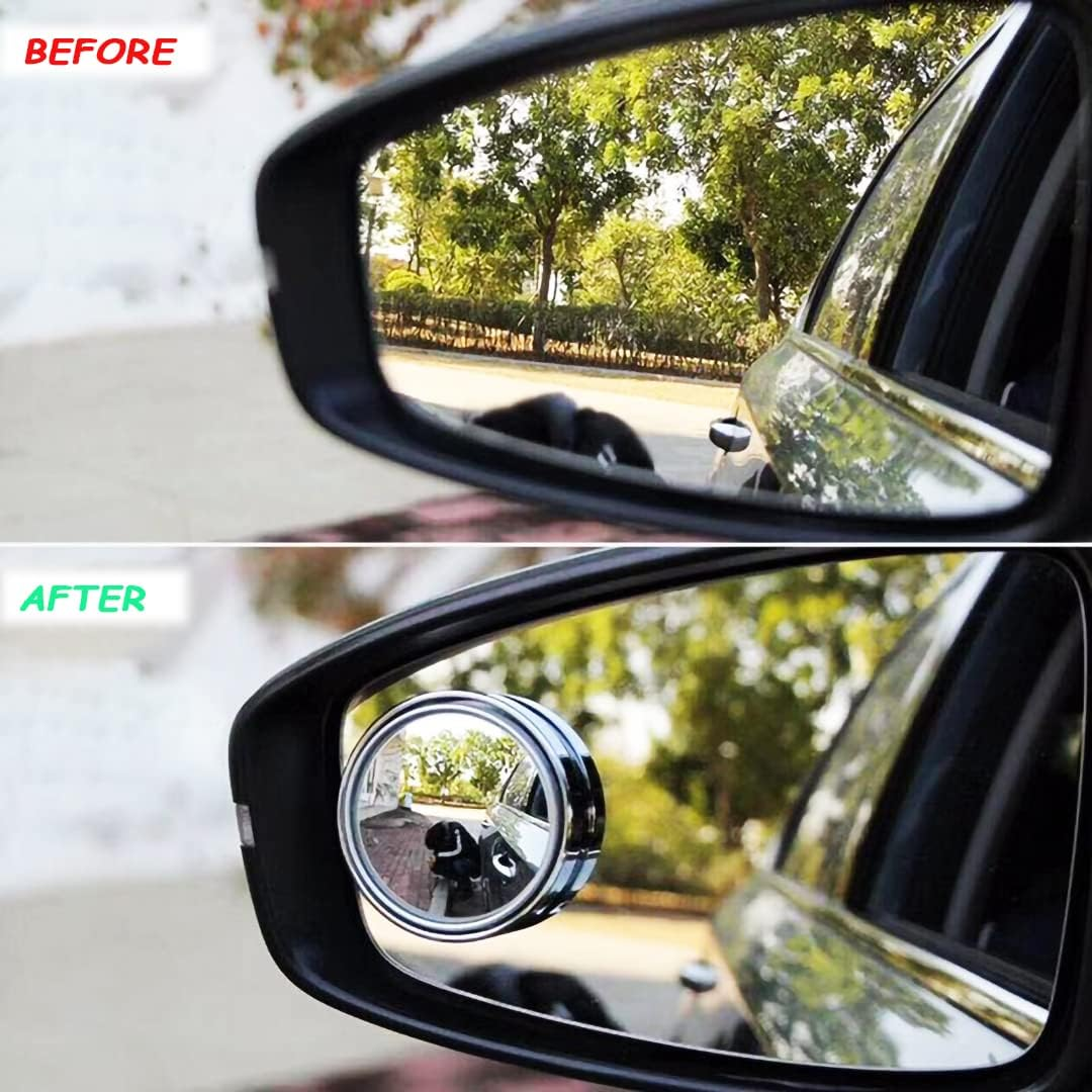 4 Pack Blind Spot Mirrors or Cars, 2 Inch round HD Glass Frameless Convex Wide Angle Side Rear View Mirror with ABS Housing Rhinestone Sticker for Most Cars Mirrors Accessories image number 2