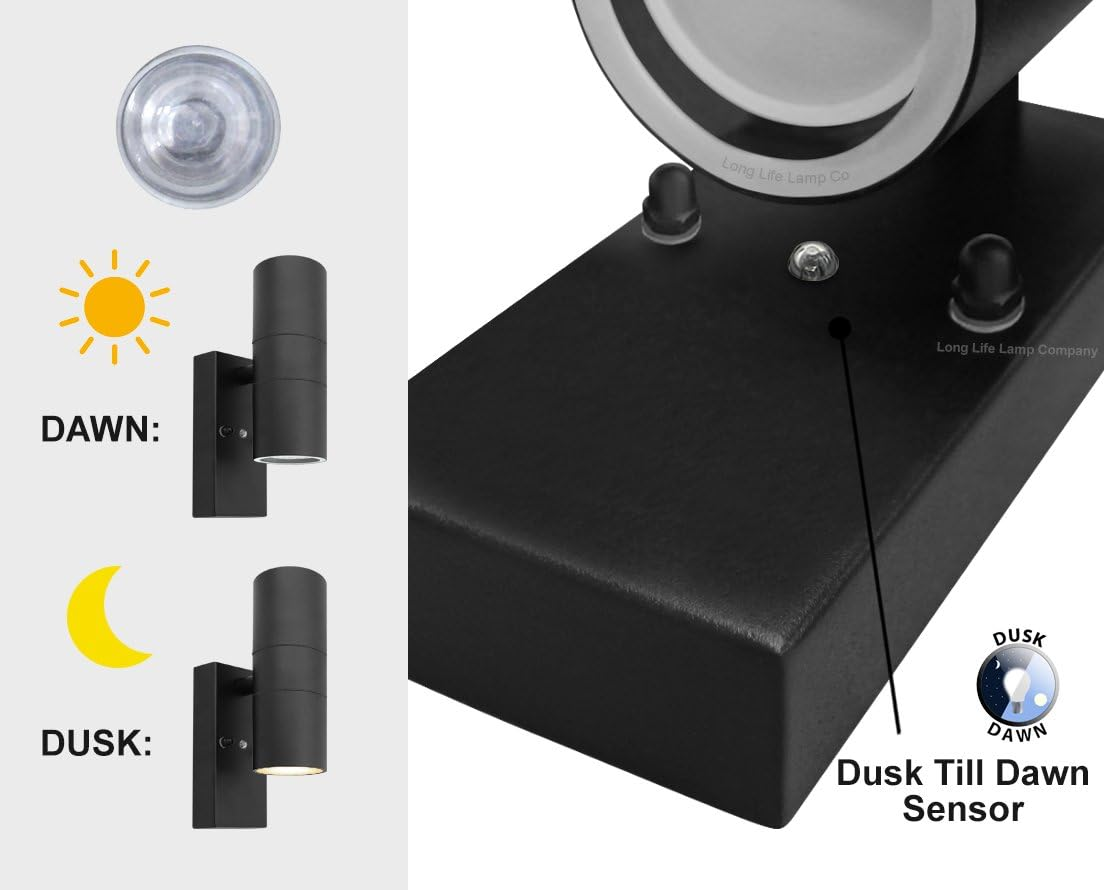 Outdoor Wall Light Dusk Till Dawn Sensor Black Finish Stainless Steel up and down Shining IP65 ZLC090-B image number 4