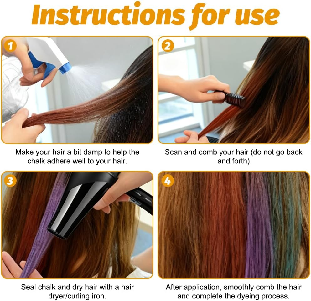 Hair Chalk Comb Temporary Light Hair Colour Cream Gifts for Girls for Children 4 5 6 7 8 9 11+ Years 10 Pieces image number 2