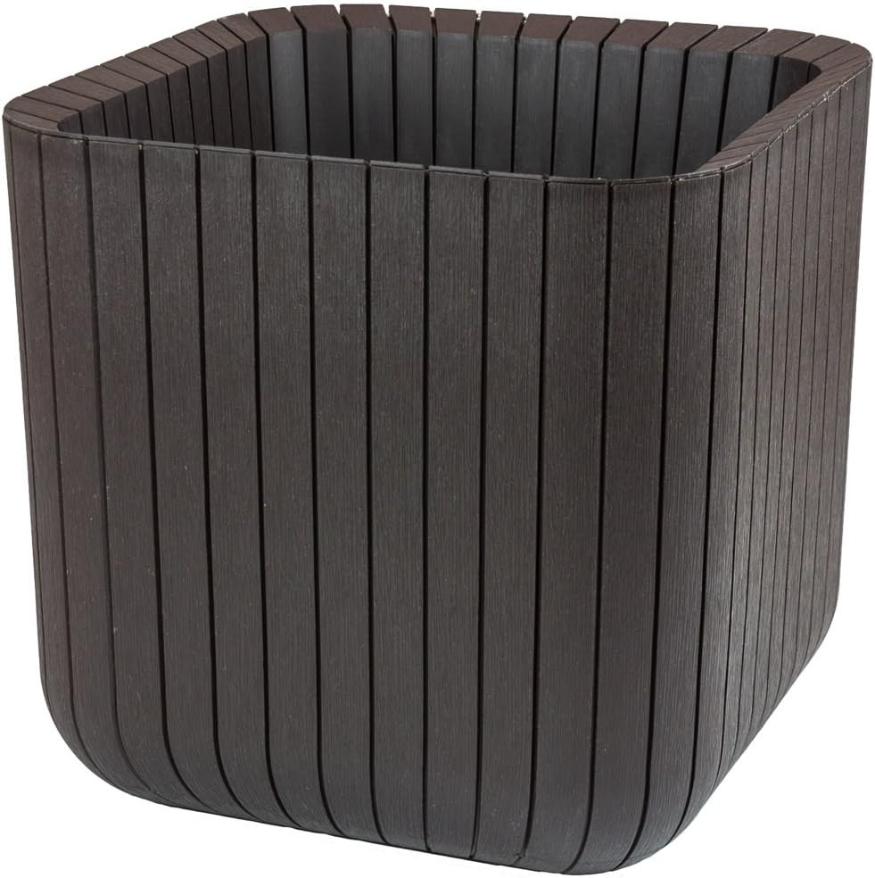 Keter Small Wood Cube Planter, Brown