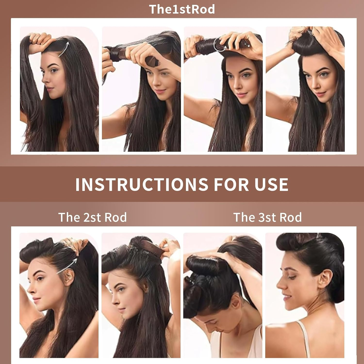 Set of 3 Curls without Heat, Heat-Free Curlers, Heatless Curls, Hair Curls, Heat-Free Curls Overnight, Flexi Bars with Hooks, DIY Heatless Band Hairstyle Set for Long, Medium, All Hair Types image number 4