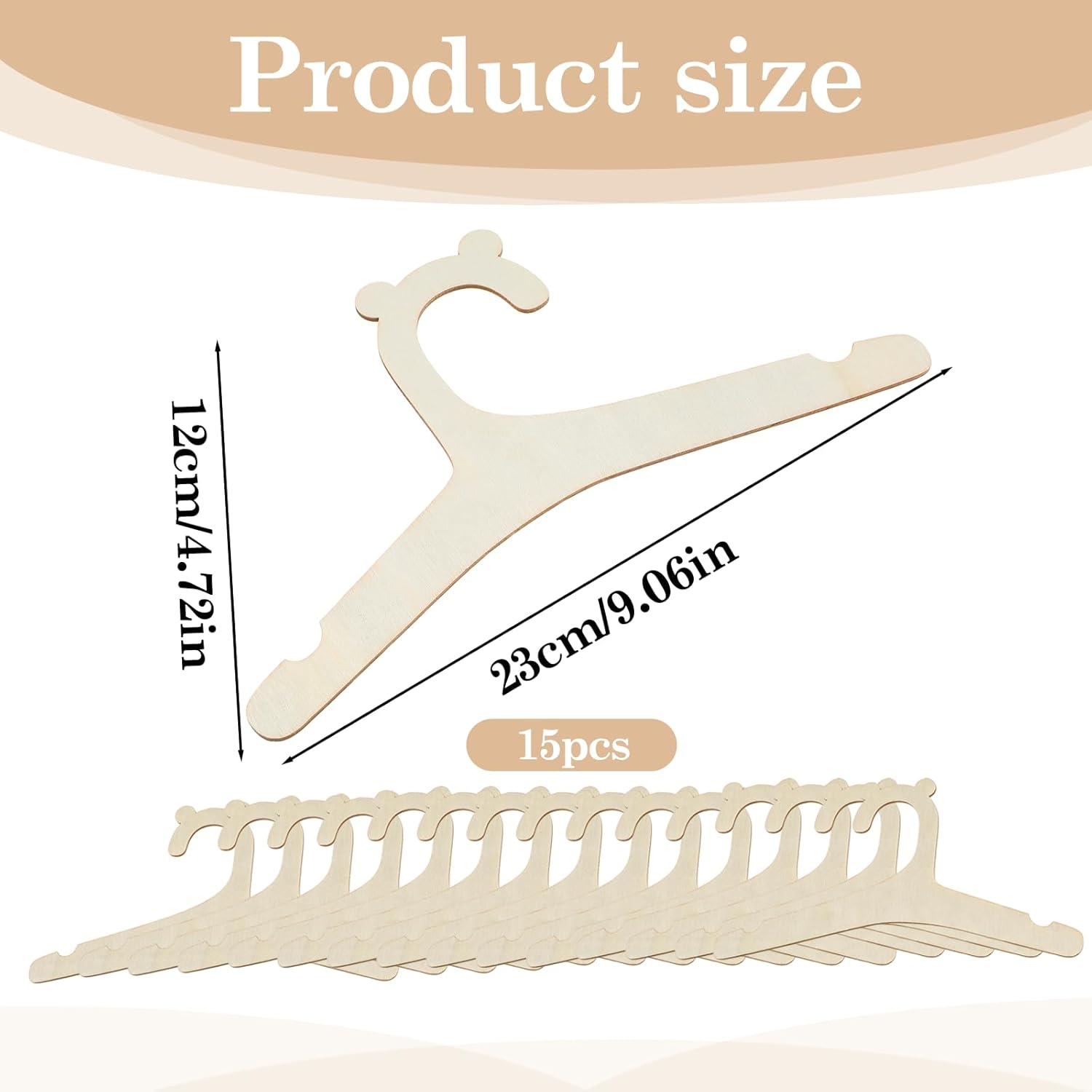 15 Pcs Wooden Baby Clothes Hangers, 9 Inch Baby Pant Hanger Ganchos Para Ropa De Bebe, Newborn Child Hangers for Nursery Kids Coats, Pants and Jackets image number 2