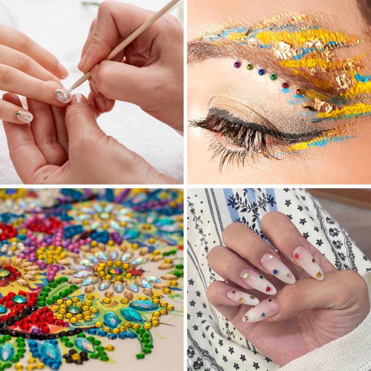 2400 Pieces Flat Back Rhinestones Colorful round Glass Gems for Nail Art & Face Makeup Flatback Crystal Rhinestone for Crafts DIY Clothes Shoes Bags Manicure Diamond Art (12 Colors) image number 2