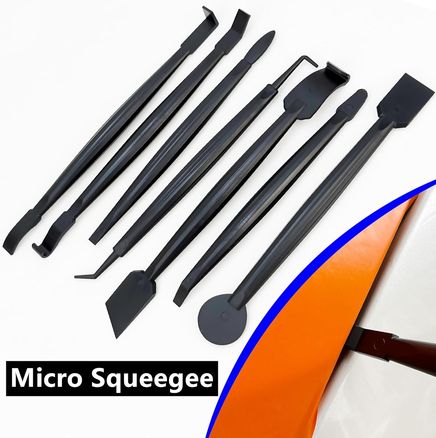 Umaki Automotive Vinyl Wraps Tools Tint Film Kit Wallpaper Tools Decal Applicator with 2 Pairs Vinyl Wrap Gloves, 4Inch Felt Squeegee, Razor Safety Cutter, Edge Trimmer, Black Vinyl Knife image number 2