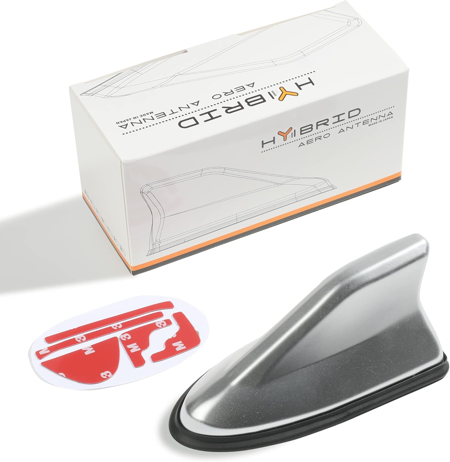 Car Shark Fin Antenna Cover,Universal Car Shark Fin Antenna AM/FM Radio Signal Roof Aerial,Car Decoration Antenna Cover with Adhesive Tape,Car Radio Base Replacement Accessories (Silver)