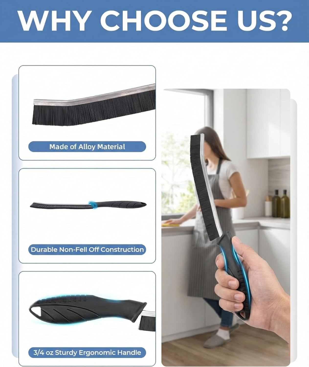 IMTKOOCO 6Pcs Crevice Cleaning Brushes Scrub Brush Tool for Hard to Reach Tight Spaces - Essential Cleaning Supplies for Shower Bathroom Kitchen Household and Cleaning Tools Cleaning Supplies image number 3