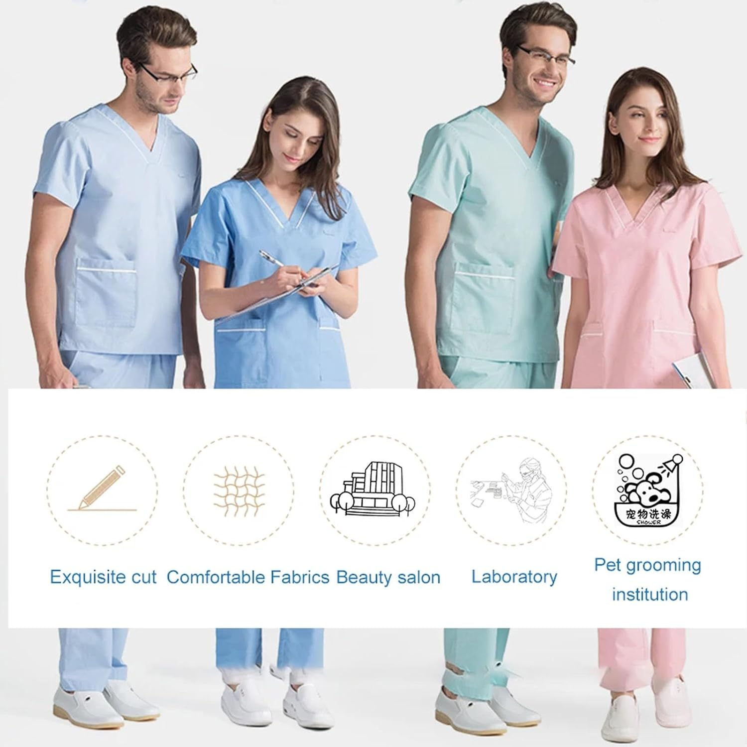 DONHUA Cute Printed Bouffant Scrub Caps with Button & Adjustable Sweatband for Women image number 1