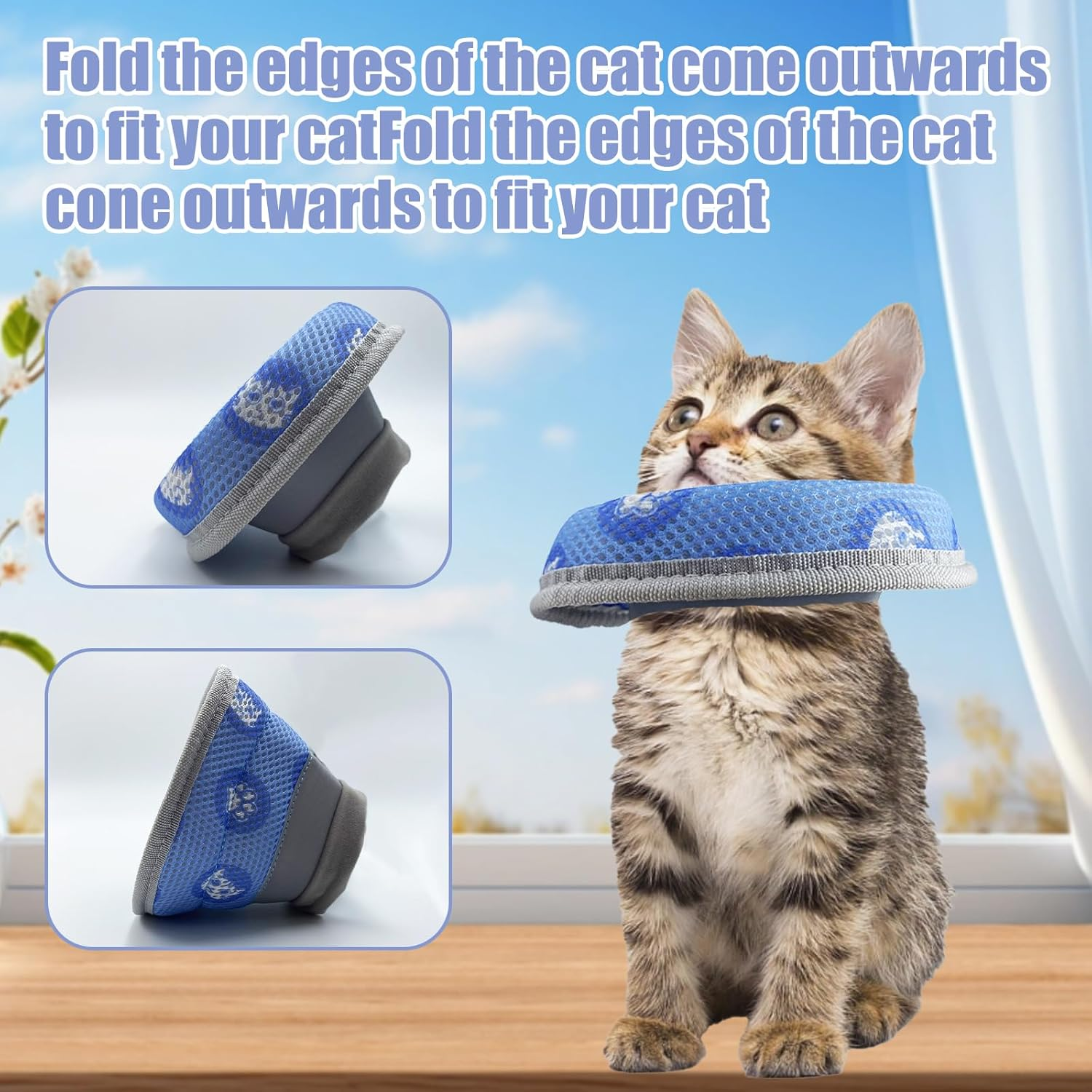 Cat Collar, Foldable Soft Protective Collar, Adjustable Soft Cat Collar, Post-Operative Collar for Pets, Cat Collar to Prevent Licking Wounds image number 6