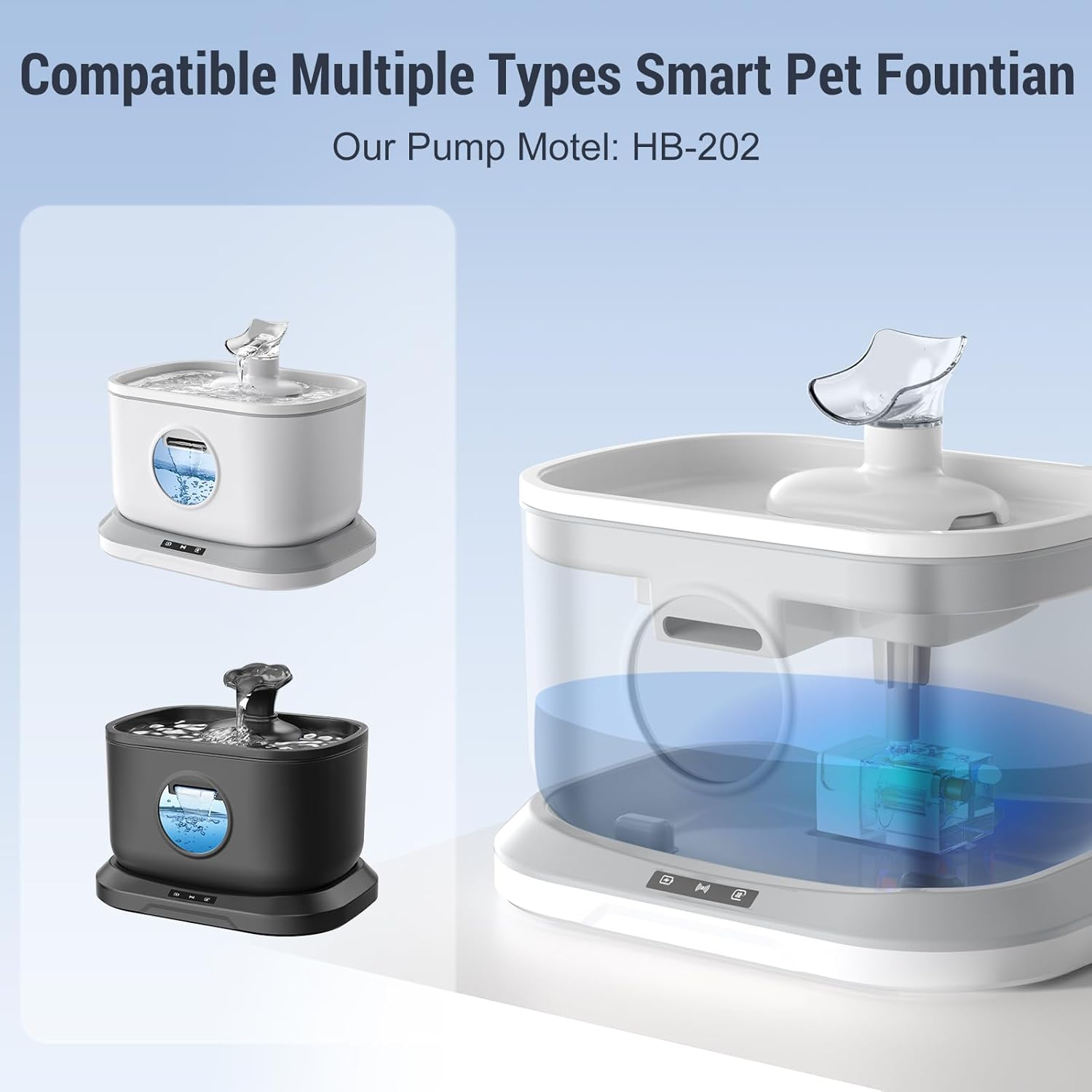 Petlipo Water Pump, Replacement Pump for Cat Water Fountain, Ultra Quiet, Wireless Auto Shut-Off for Cordless Cat Water Fountain, Dog Water Dispenser Indoor 3L/Min (DC 5V) image number 6