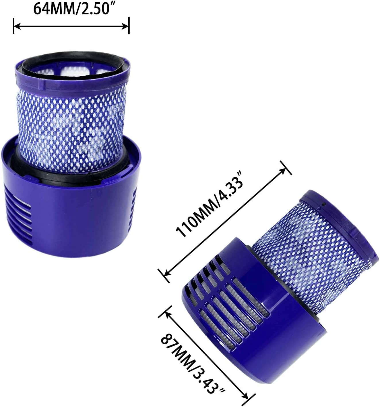 2 Pack HEPA Replacement for Dyson V10 Filter Cyclone Series, V10 Animal, Absolute, Total Clean and SV12 Vacuum Cleaner, Compatible with Dyson No. 969082-01 Filter Parts, Reusable and Washable image number 5