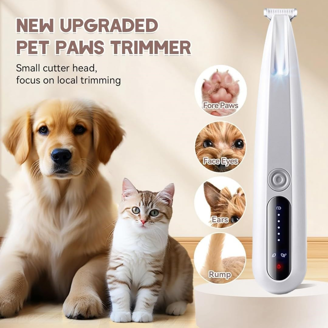 Dog Paw Trimmer,Dog Clippers with LED Display for Small Dogs & Cats,Rechargeable Pet Paw Trimmer, 45Db Low Noise Cordless Pet Shaver for Dogs Cats Paws, Eyes, Ears, Face, Rump image number 4