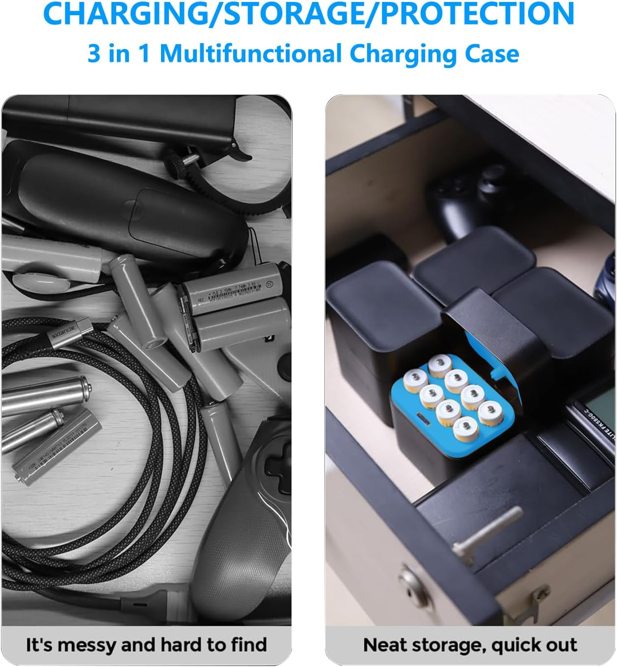 SLODA 8-Slot AA Battery Charger - Type-C Fast Charger for Rechargeable AA Ni-Mh,Ni-Cd& Lithium Batteries, Smart LED Display, Portable Magnetic Case, Multi Protection. image number 4