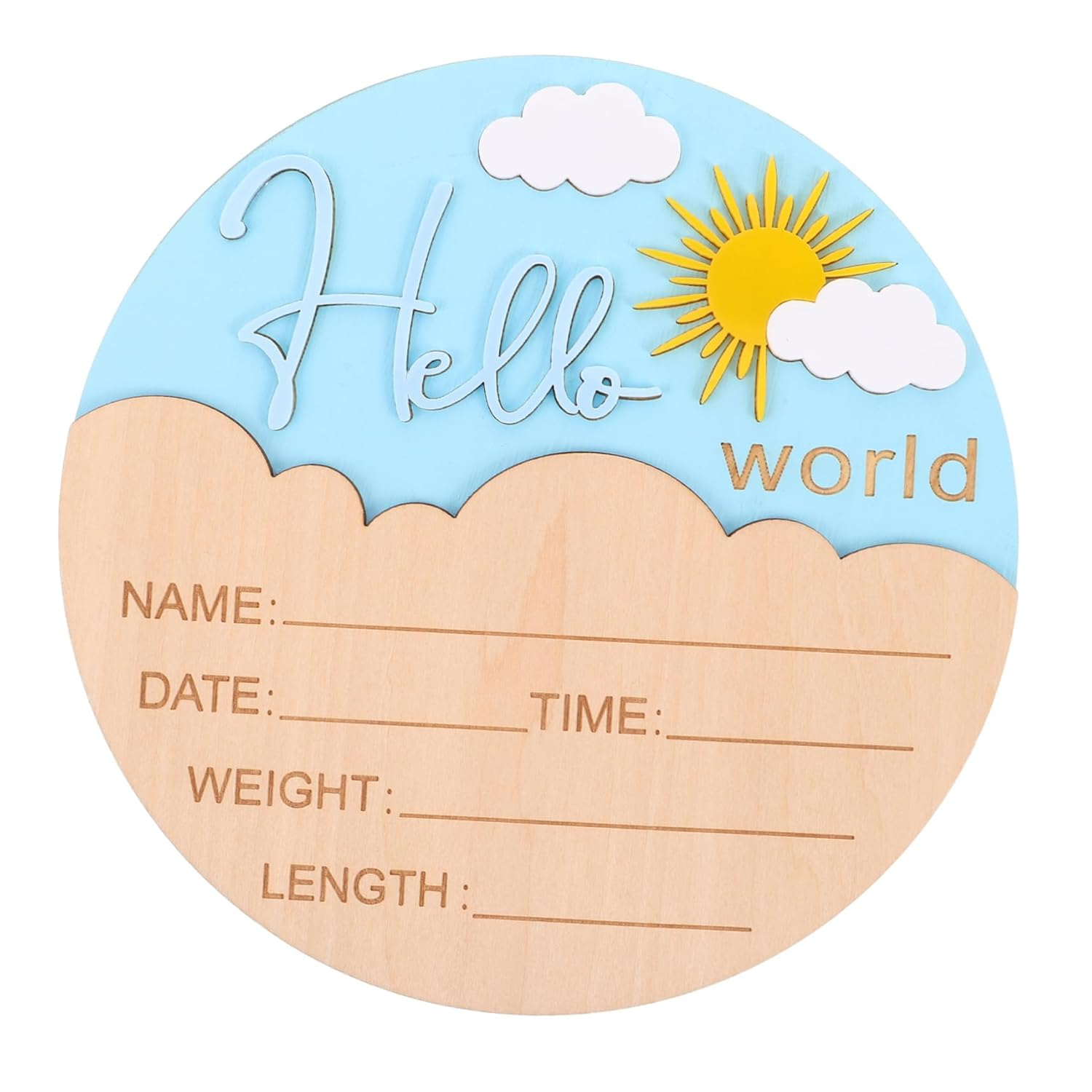 BESPORTBLE Durable Wooden Newborn Announcement Sign with Smooth Rounded Edges Compact Photo Prop Plaque for Shower and Nursery Decoration Reusable Birth Name Plaques for Newborn Welcome
