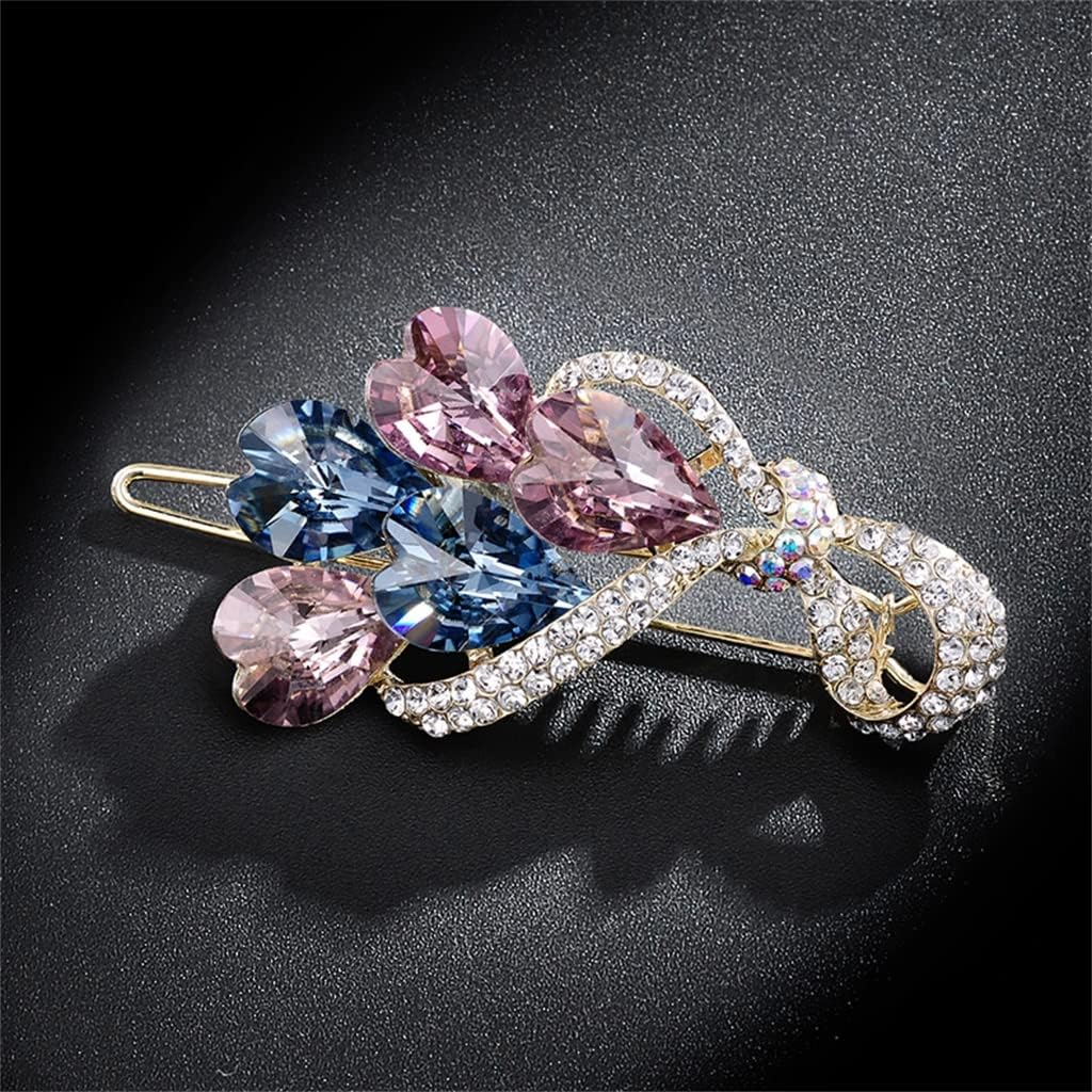 Rhinestone Hairpin,Crystal Barrette,Curl Hair Clip,Hairpin Side Clip Rhinestone Wild Small Hairpin Hairpin Hairpin One Word Clip Bangs Clip (Color : B, Size : 5.7 * 2.6Cm) image number 2