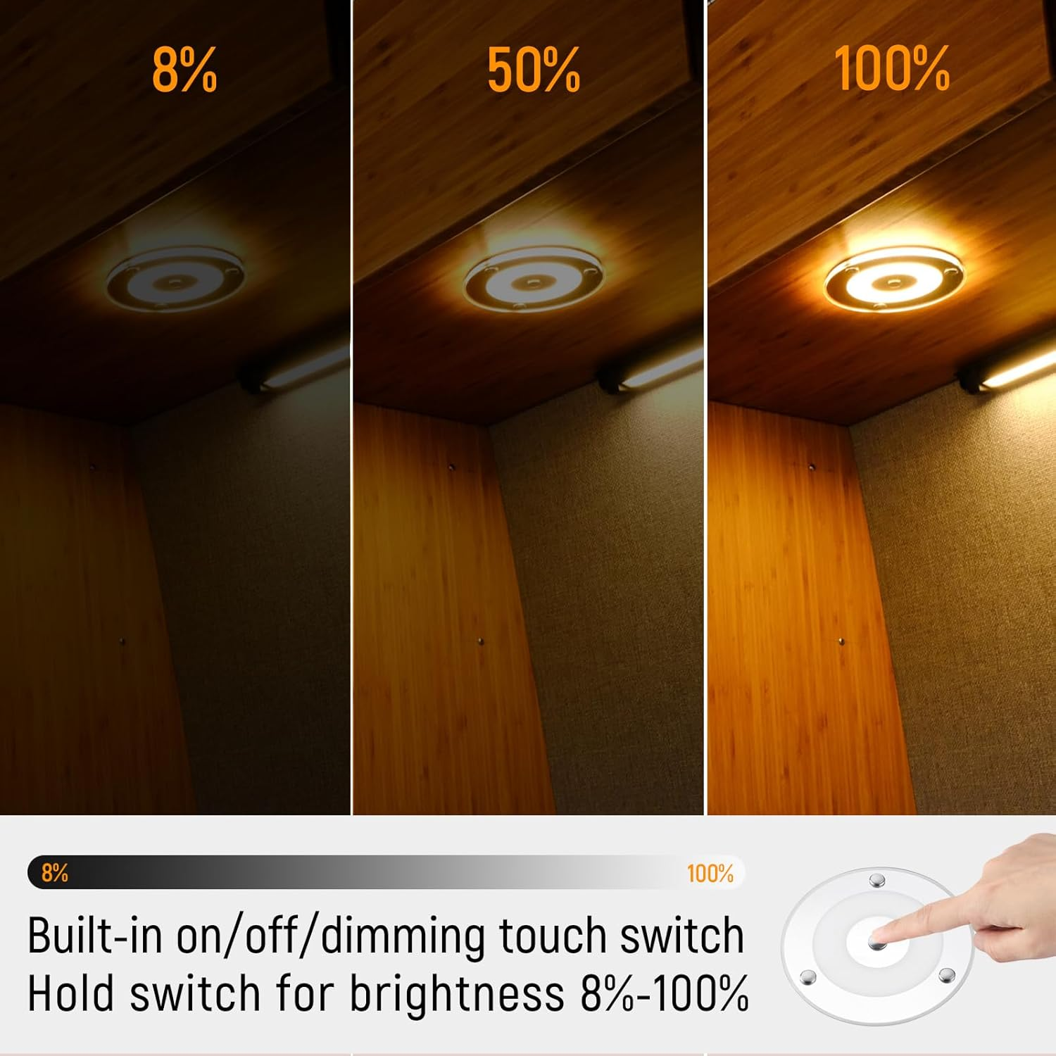Camper Van 12V LED Panel Ceiling Light 120Mm 4.5W Dimmable 24V 400LM 3000K with Blue Night Light Touch Switch for RV Boat Caravan Marine Interior Lighting, Surface Mount Warm White 2 Pcs image number 6