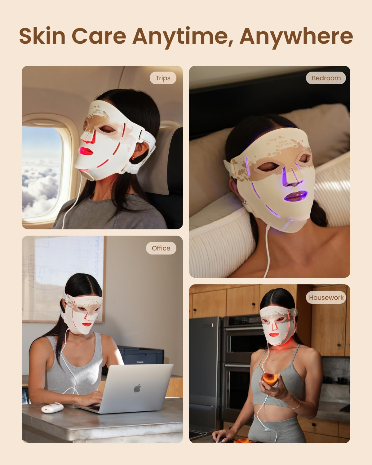 RENPHO Red Light Soft Mask, 630Nm/415Nm/850Nm Light Mask with 3 Wavelength Combinations, Lamp for Anytime image number 6